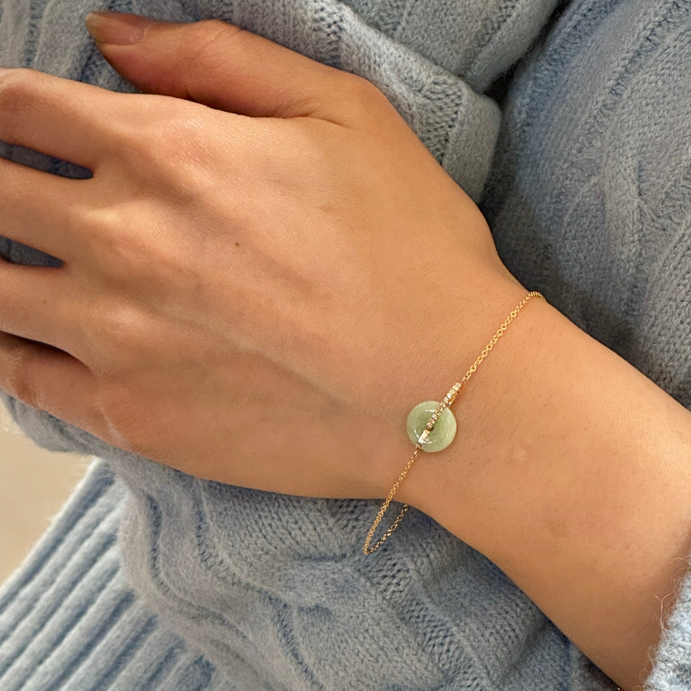 Diamond Bar Donut Bracelet 14K Or Sterling Silver
