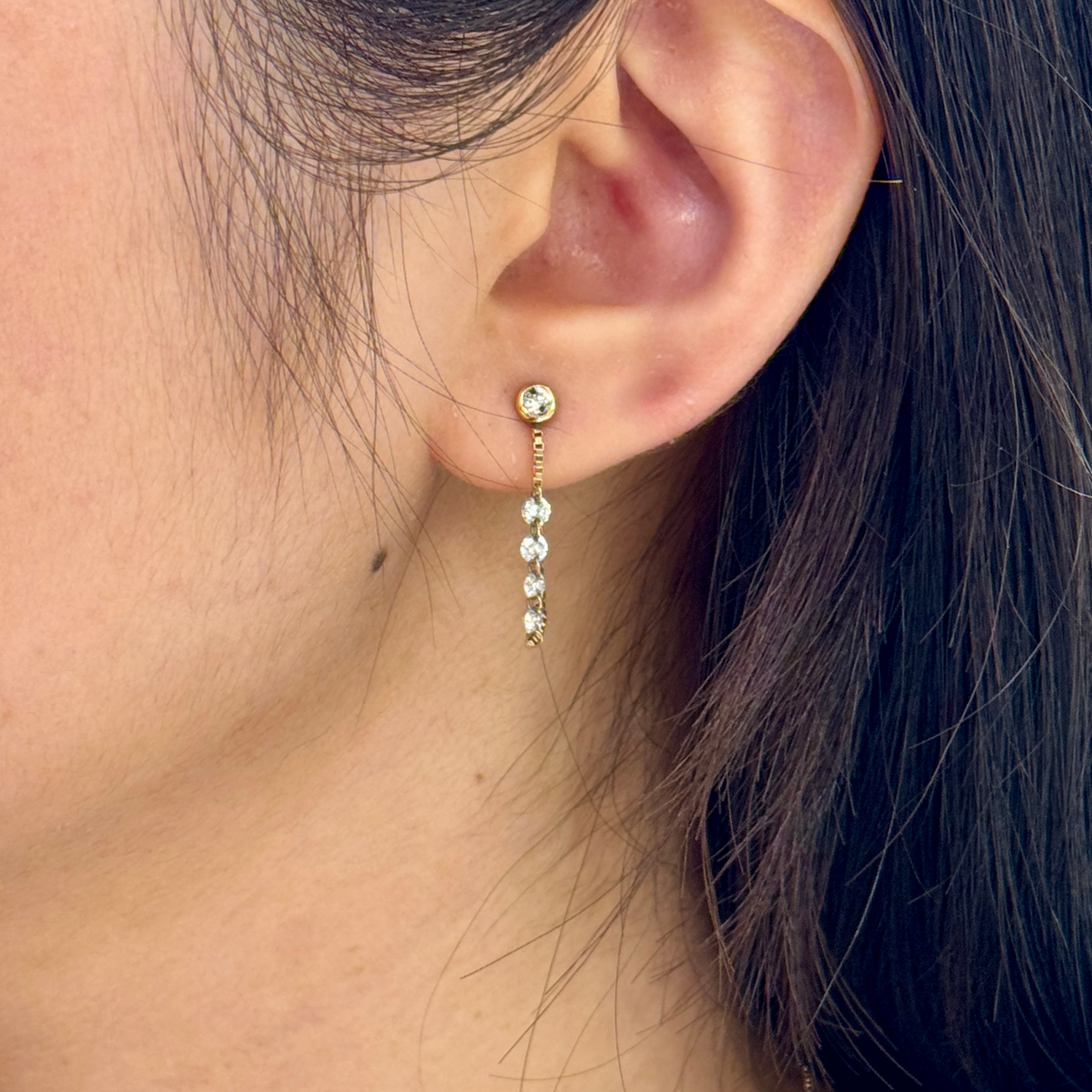 Floating Lab Diamond Stud Earrings in 14k