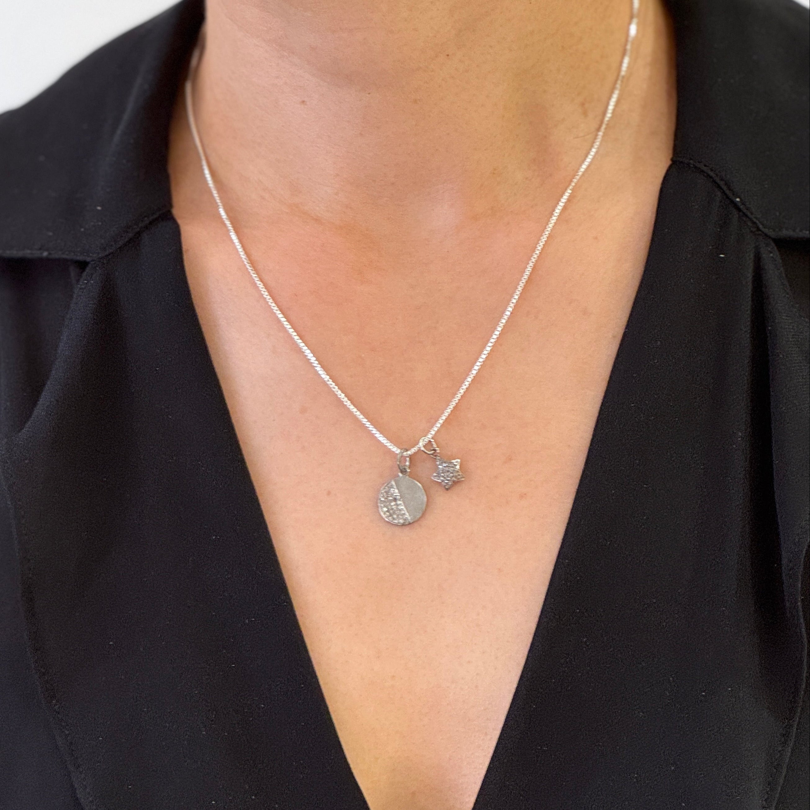 Star And Eclipse Moon Silver Necklace