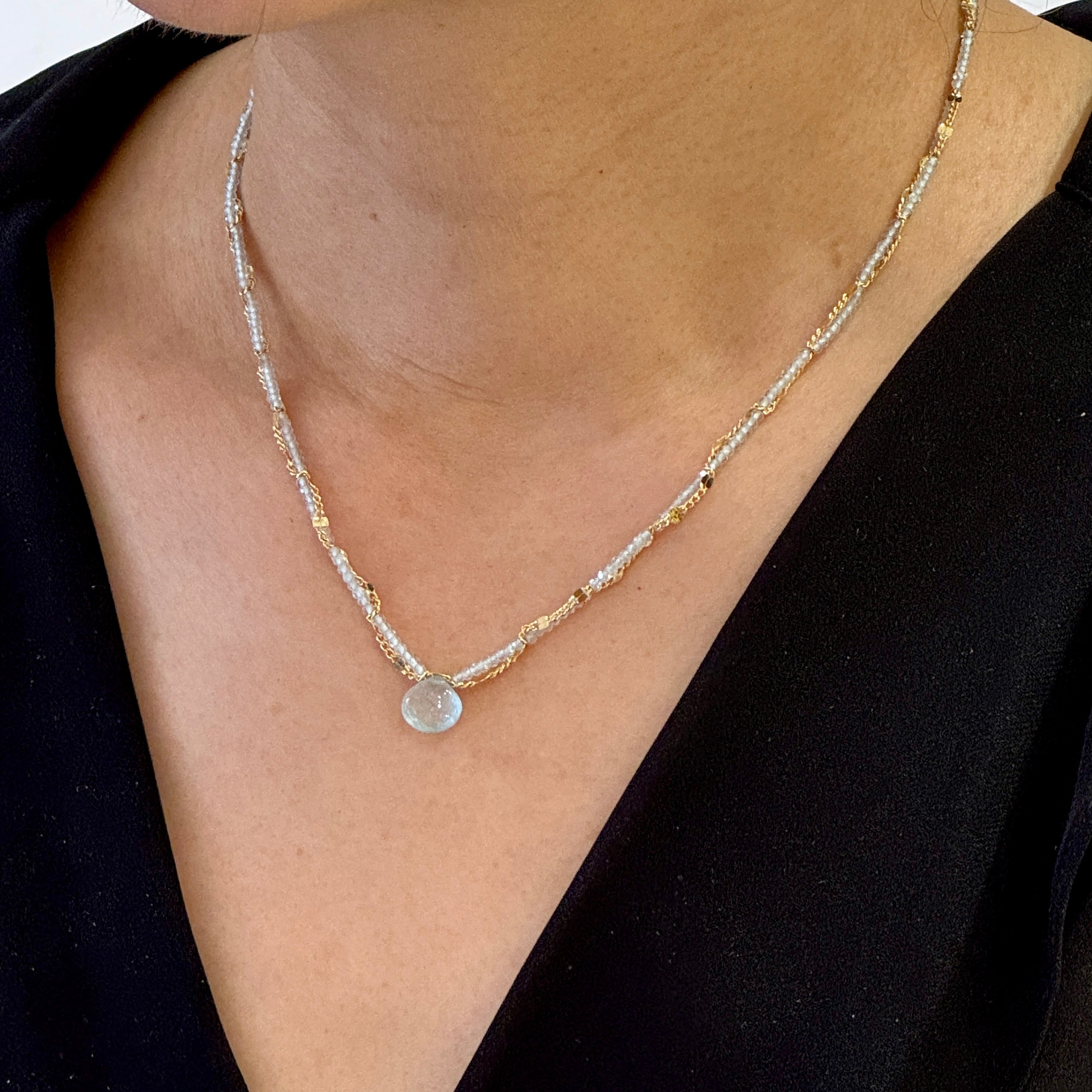 Mini Gem Pendant Twisted Gold Chain Necklace