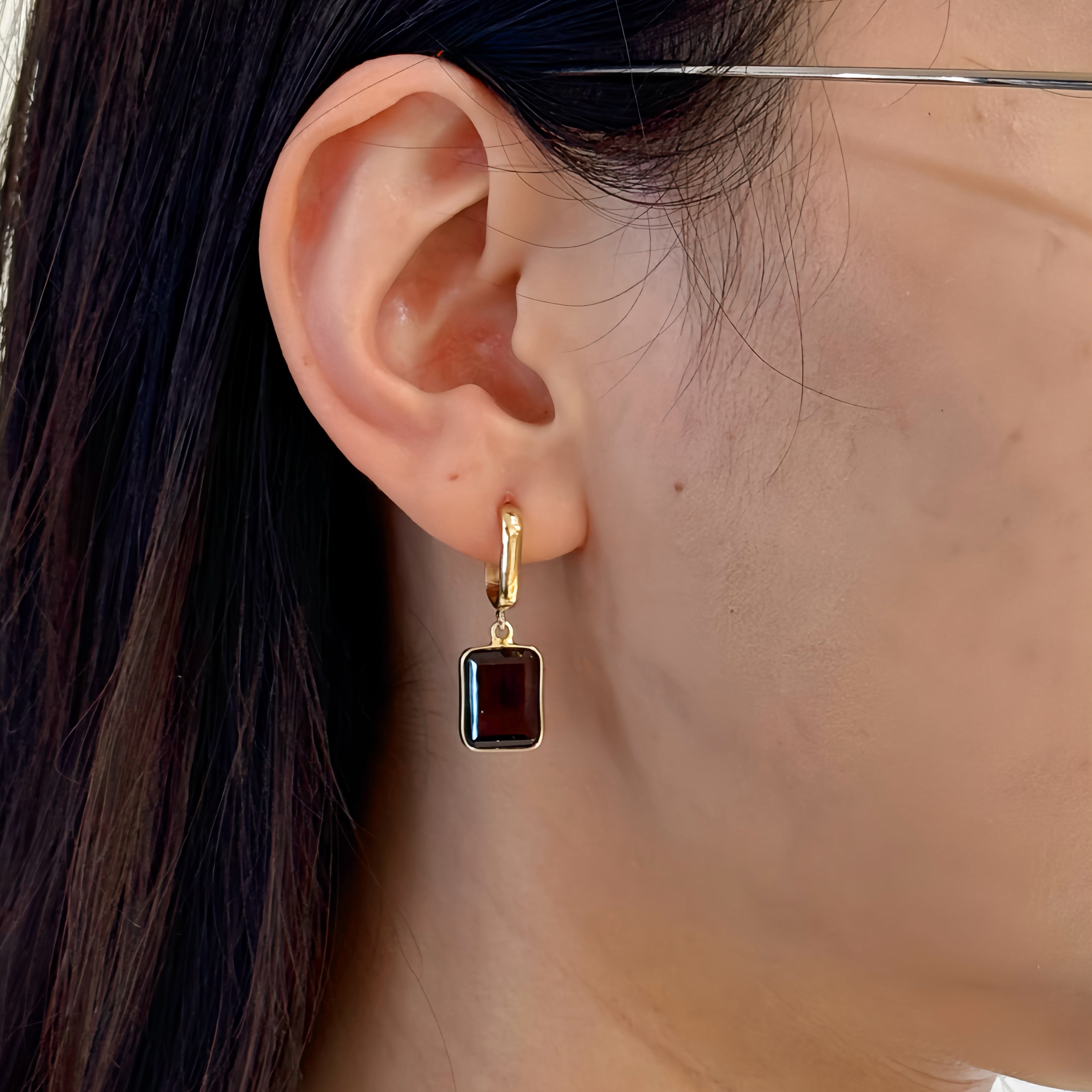 Rectangle Gem Drop With Rectangle Hoops