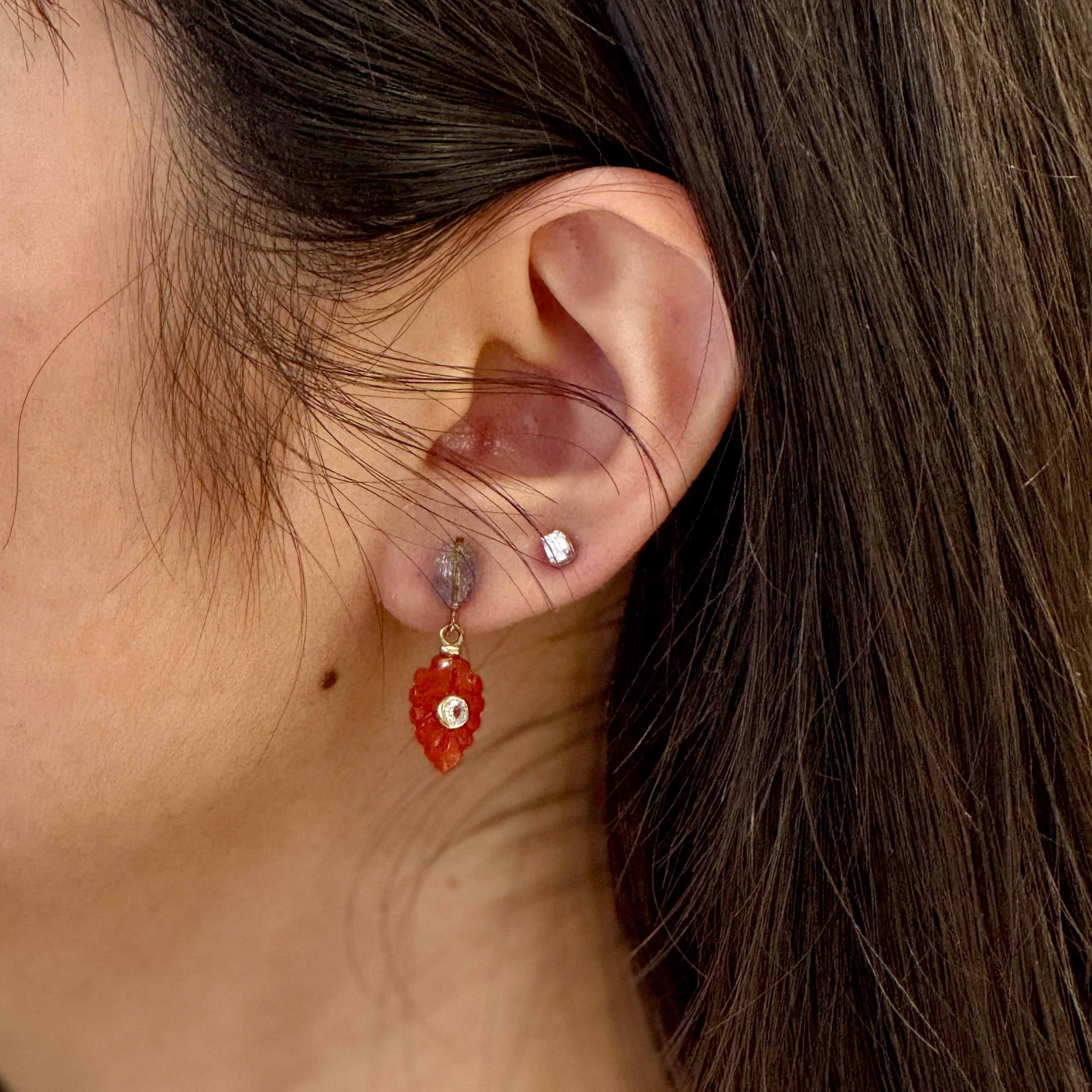 Kate Carnelian Leaf Earrings