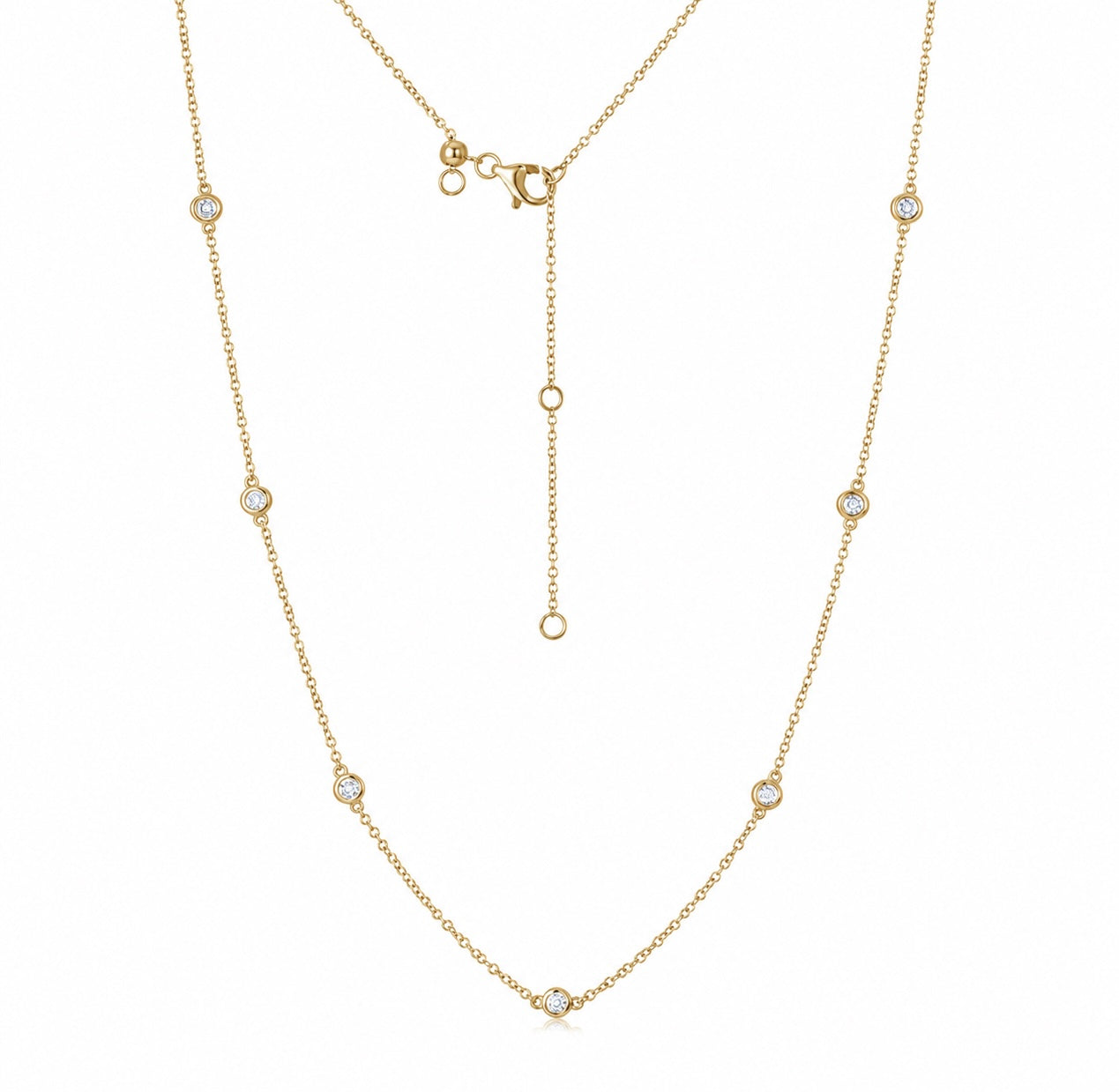 Natural Diamond By The Yard Necklace In 14k