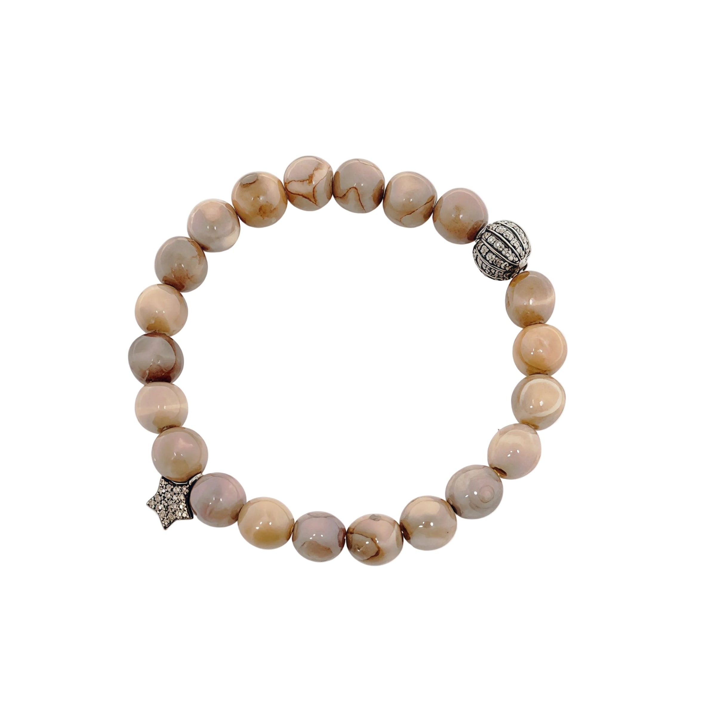 Jasper Natural Diamond Charm Stretchy Bracelet