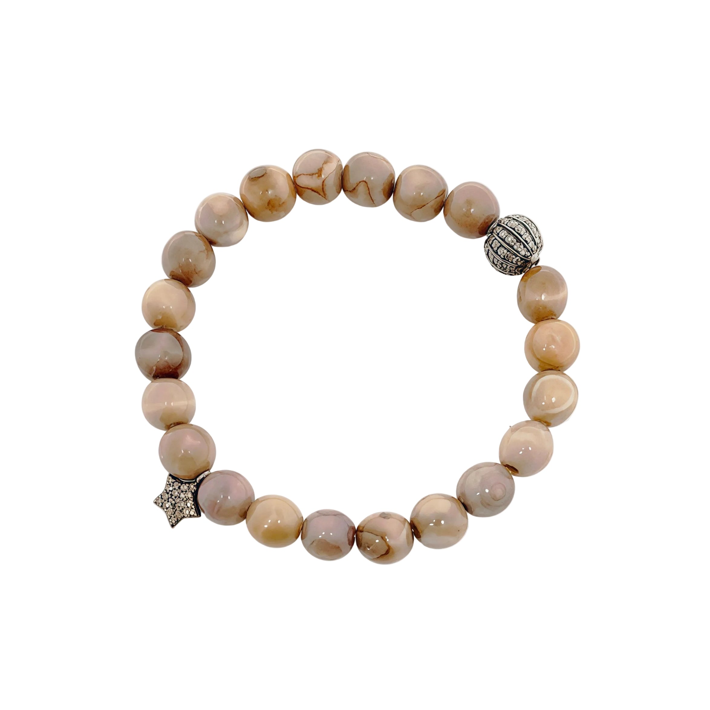 Jasper Natural Diamond Charm Stretchy Bracelet