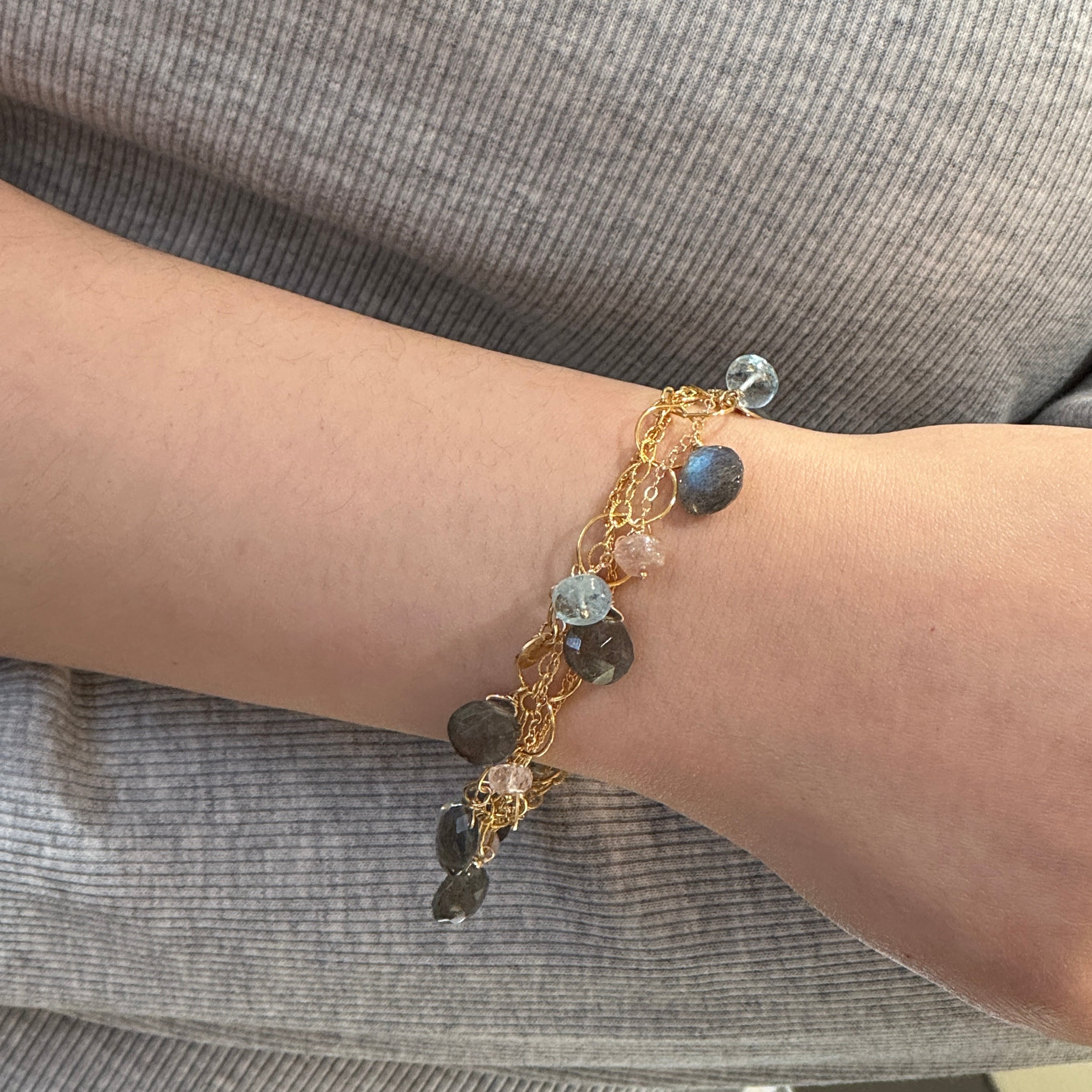 Labradorite  Aqua Jingle Bracelet
