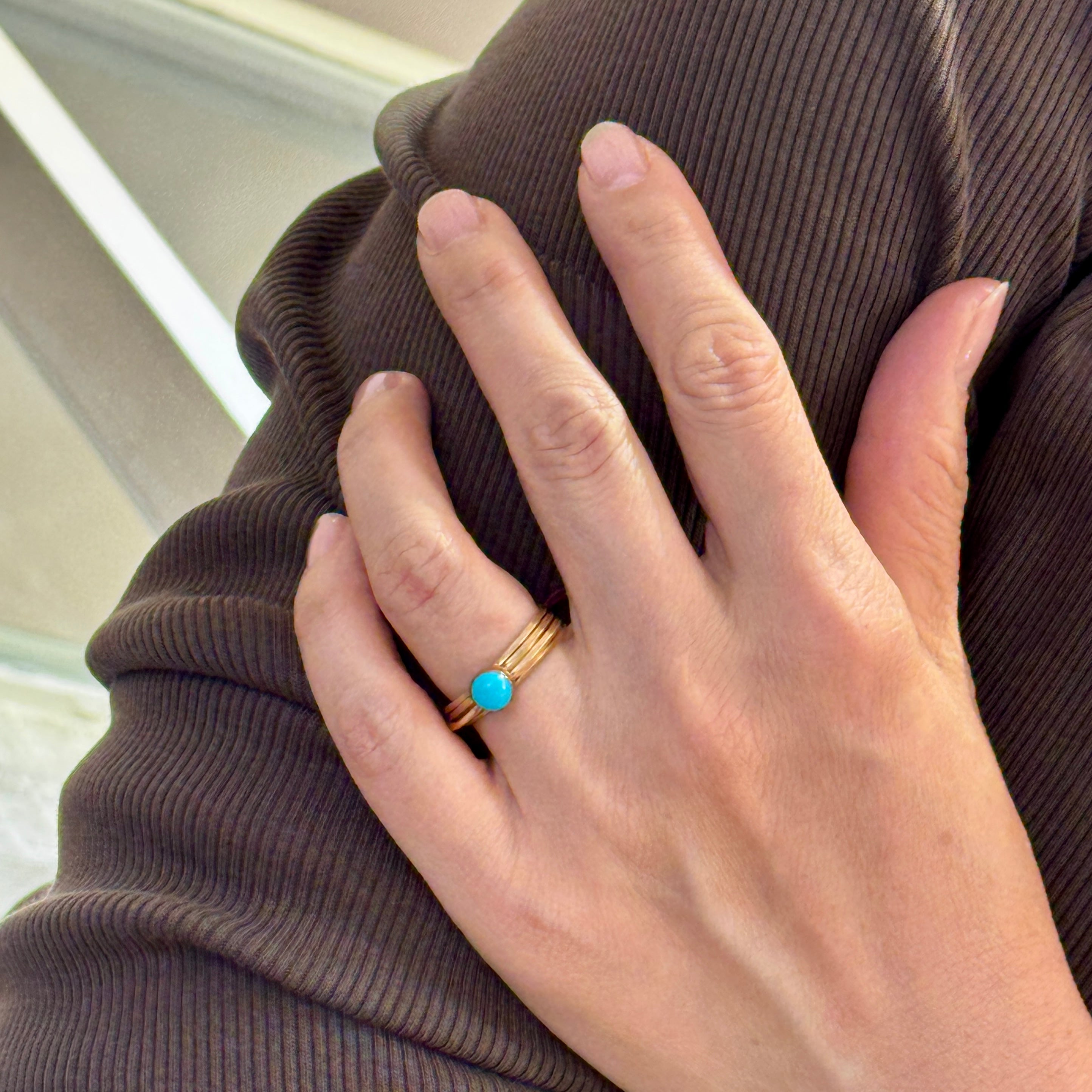 Mia Multi Hoop Mini Gem Ring-Turquoise