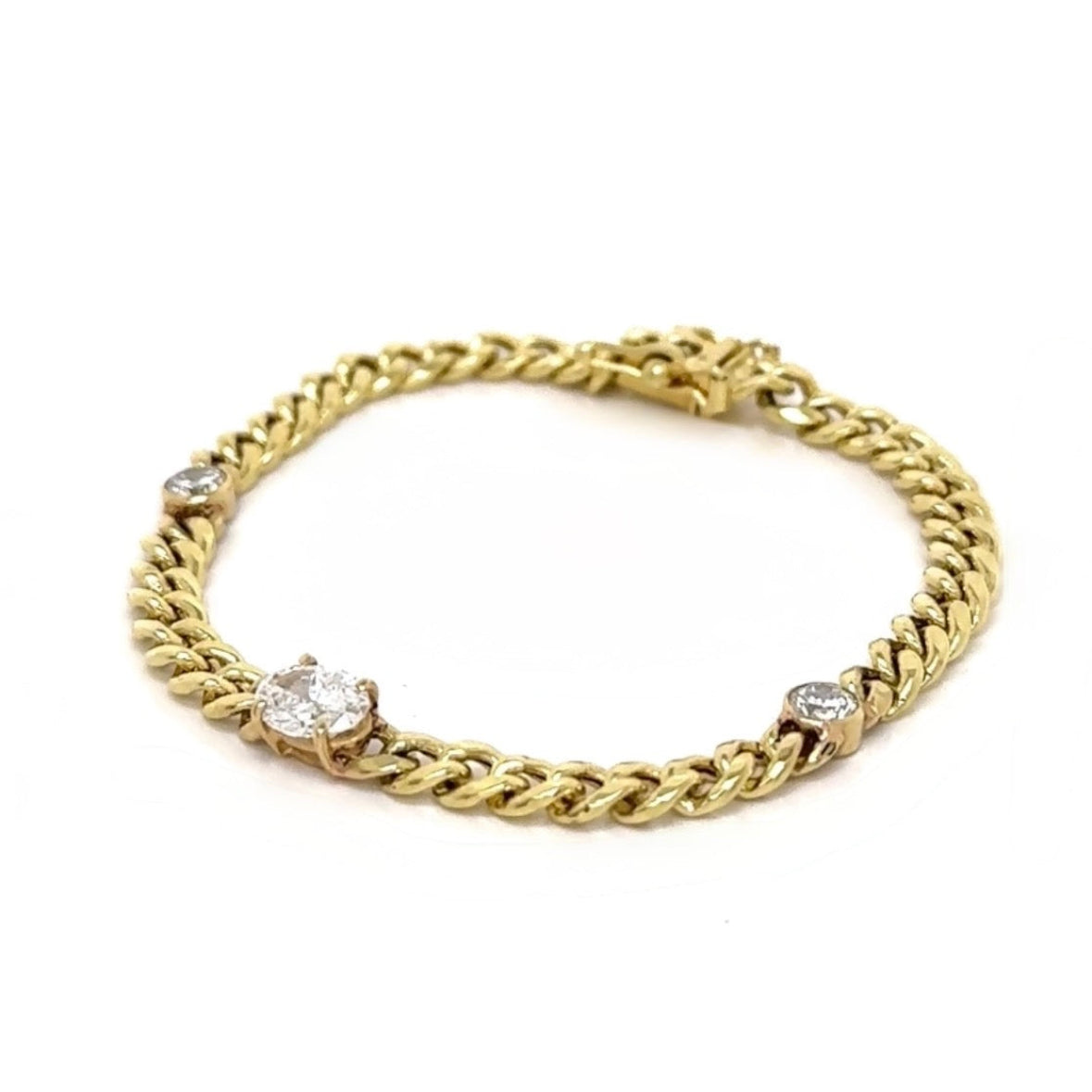 Trio Lab-diamond Cuban Chain Bracelet 14k