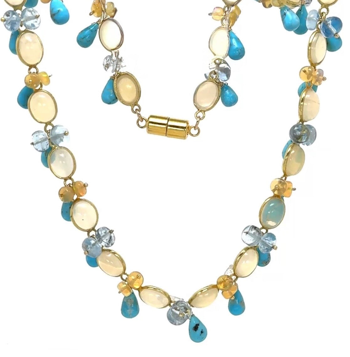 Lucy Turquoise Over The Moon Cluster Necklace