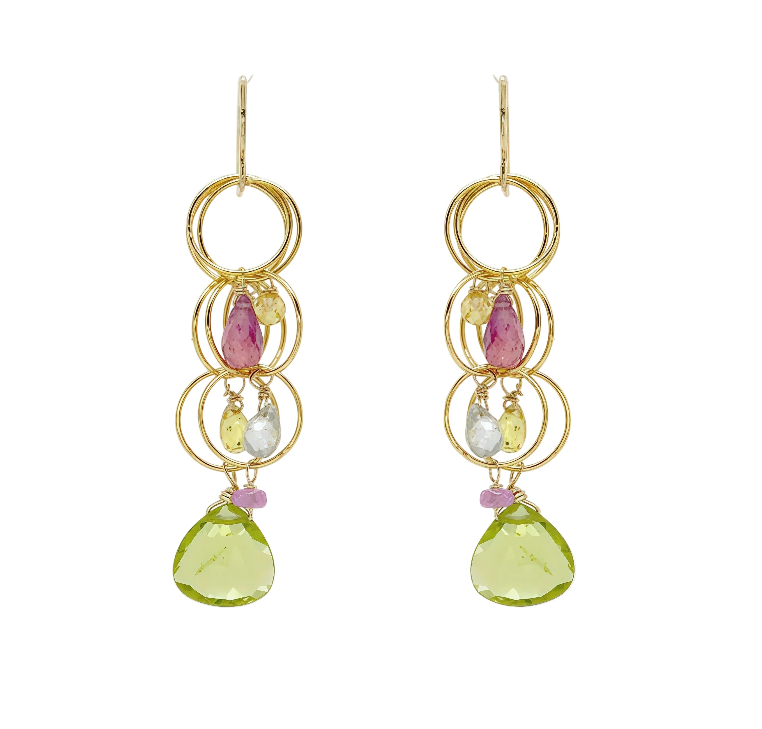 Tranquility Earrings - Peridot Multicolor Sapphire