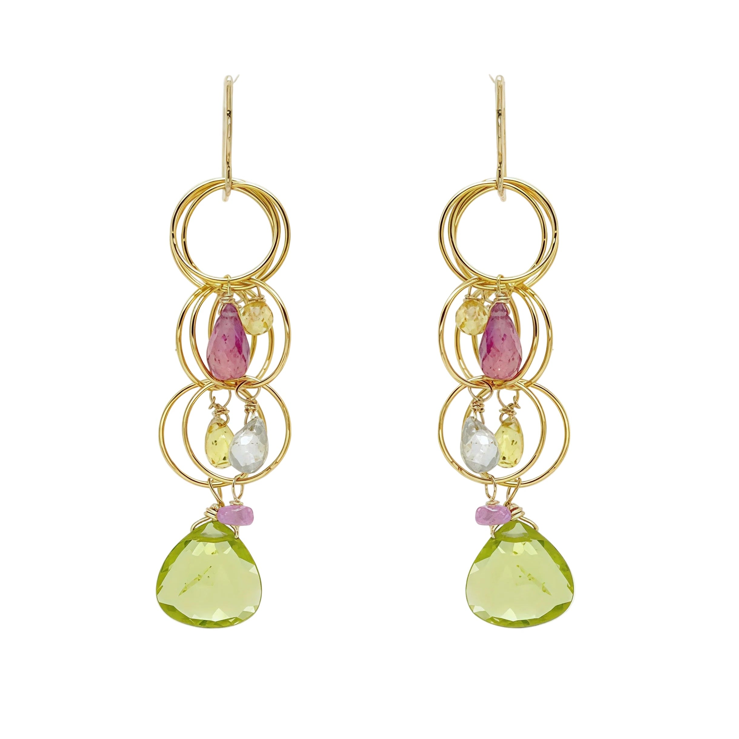 Tranquility Earrings - Peridot Multicolor Sapphire