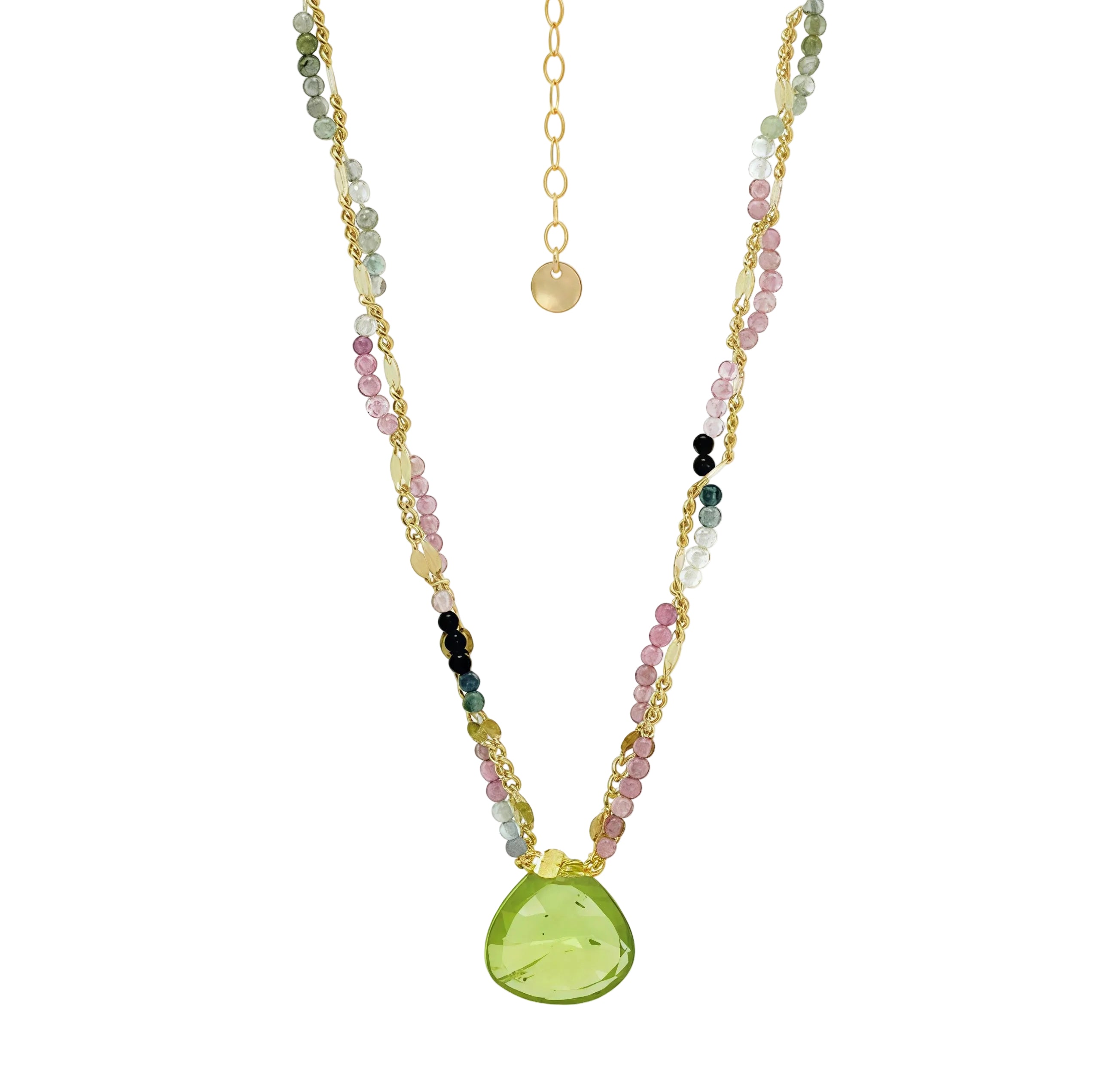 Mini Gem Pendant Twisted Gold Chain Necklace