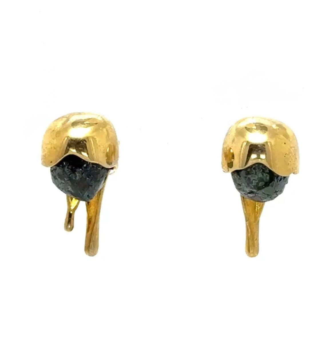 Rock diamond Pot Drip Vermeil Gold Studs Earrings