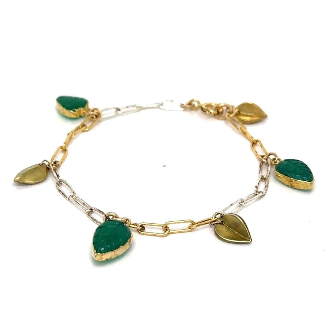 Kate Greenery Golden Leaf Mixed Metal Bracelet