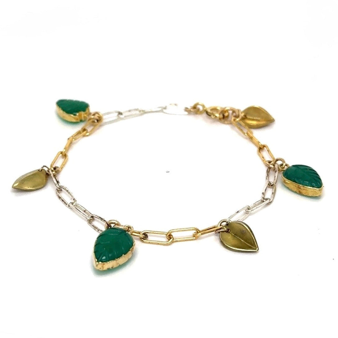 Kate Greenery Golden Leaf Mixed Metal Bracelet