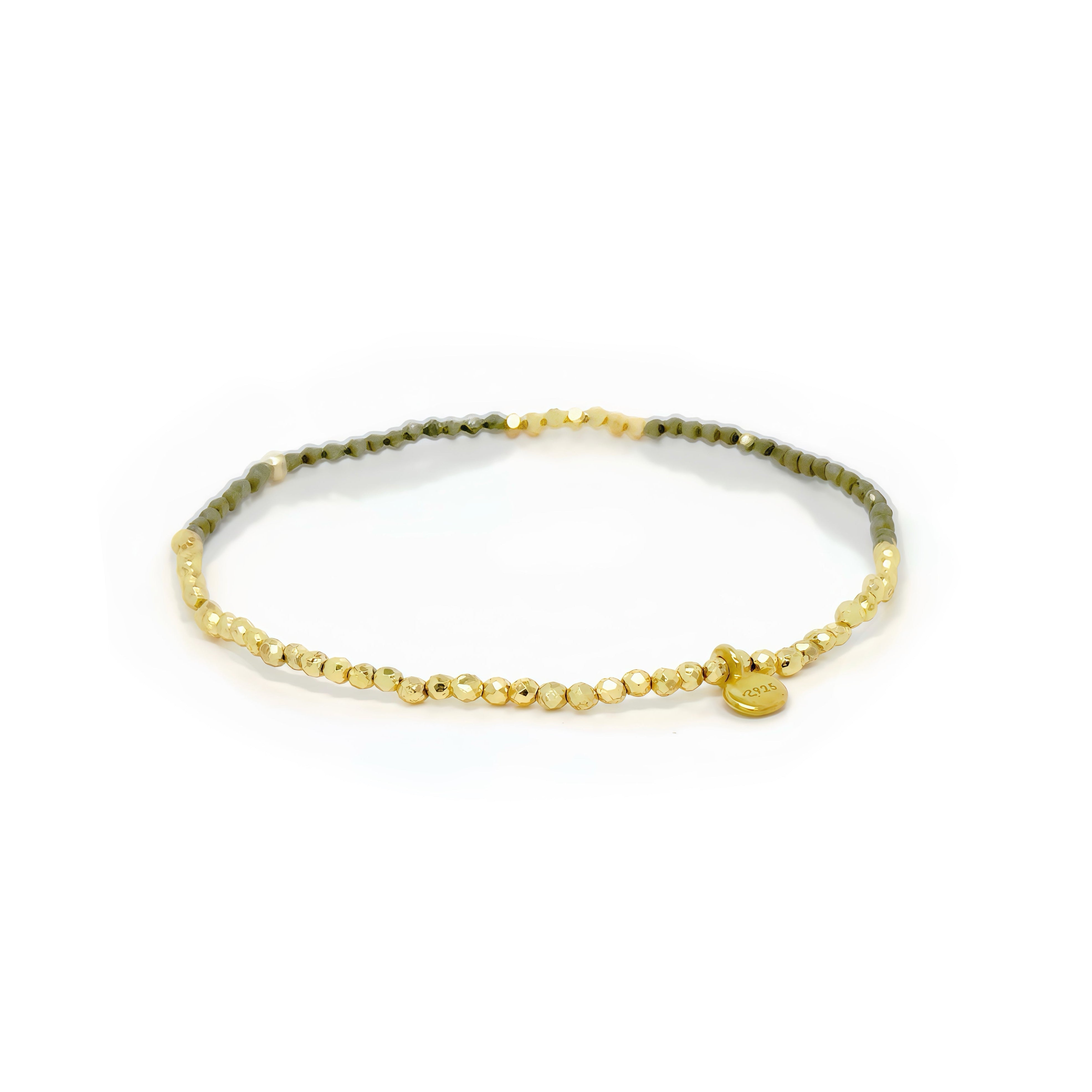 Golden Mixed Pyrite With Charm Stretchy Bracelet