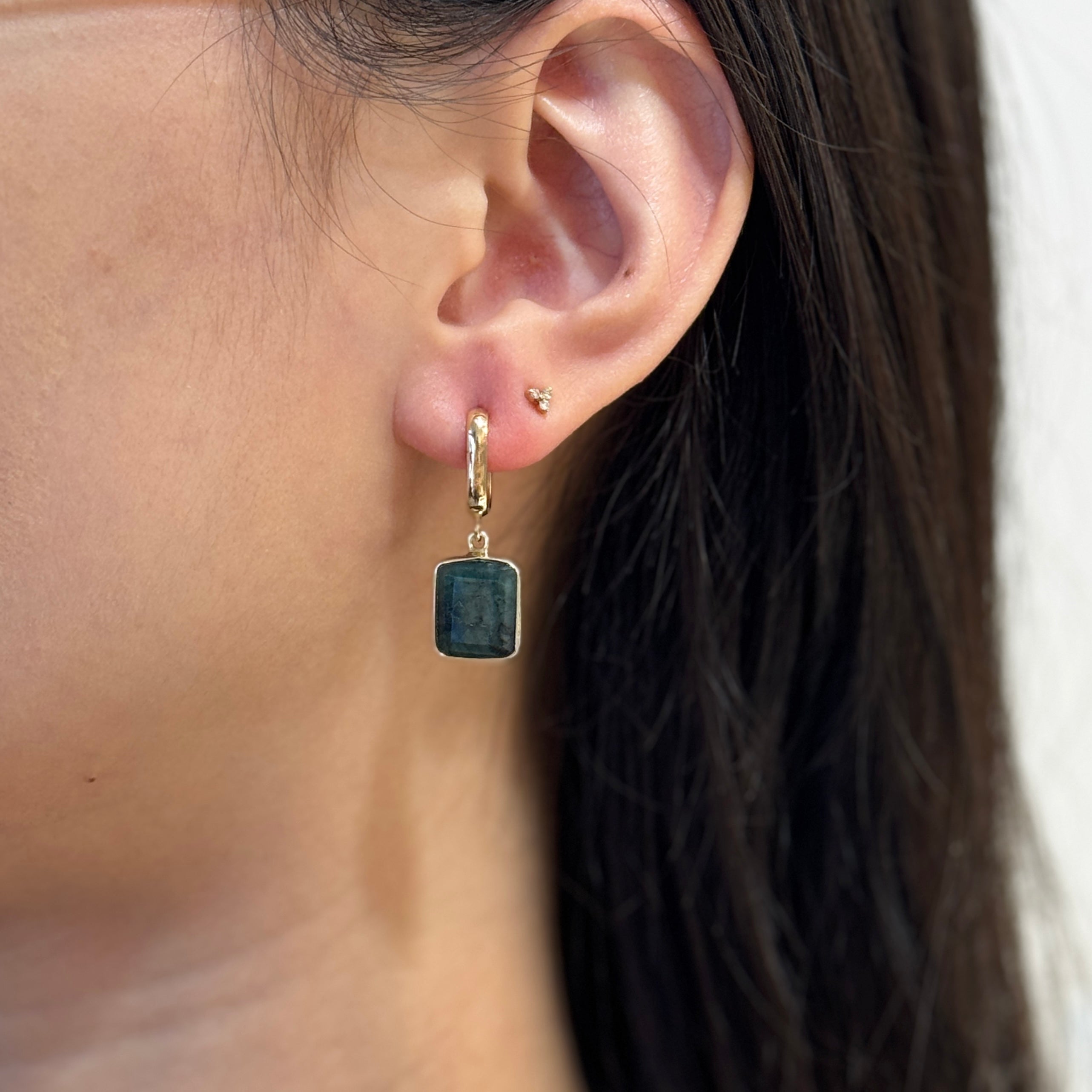 Rectangle Gem Drop With Rectangle Hoops