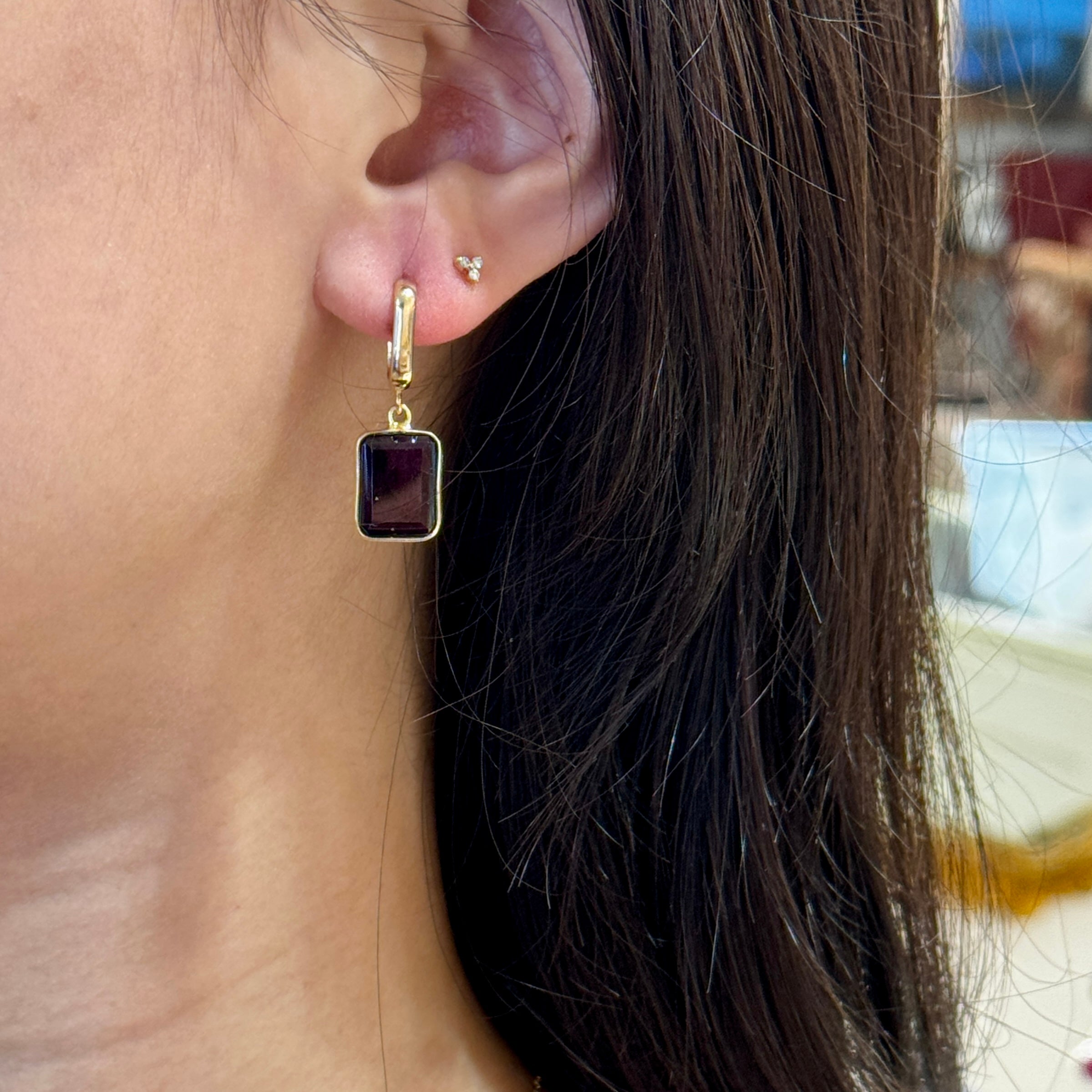 Rectangle Gem Drop With Rectangle Hoops