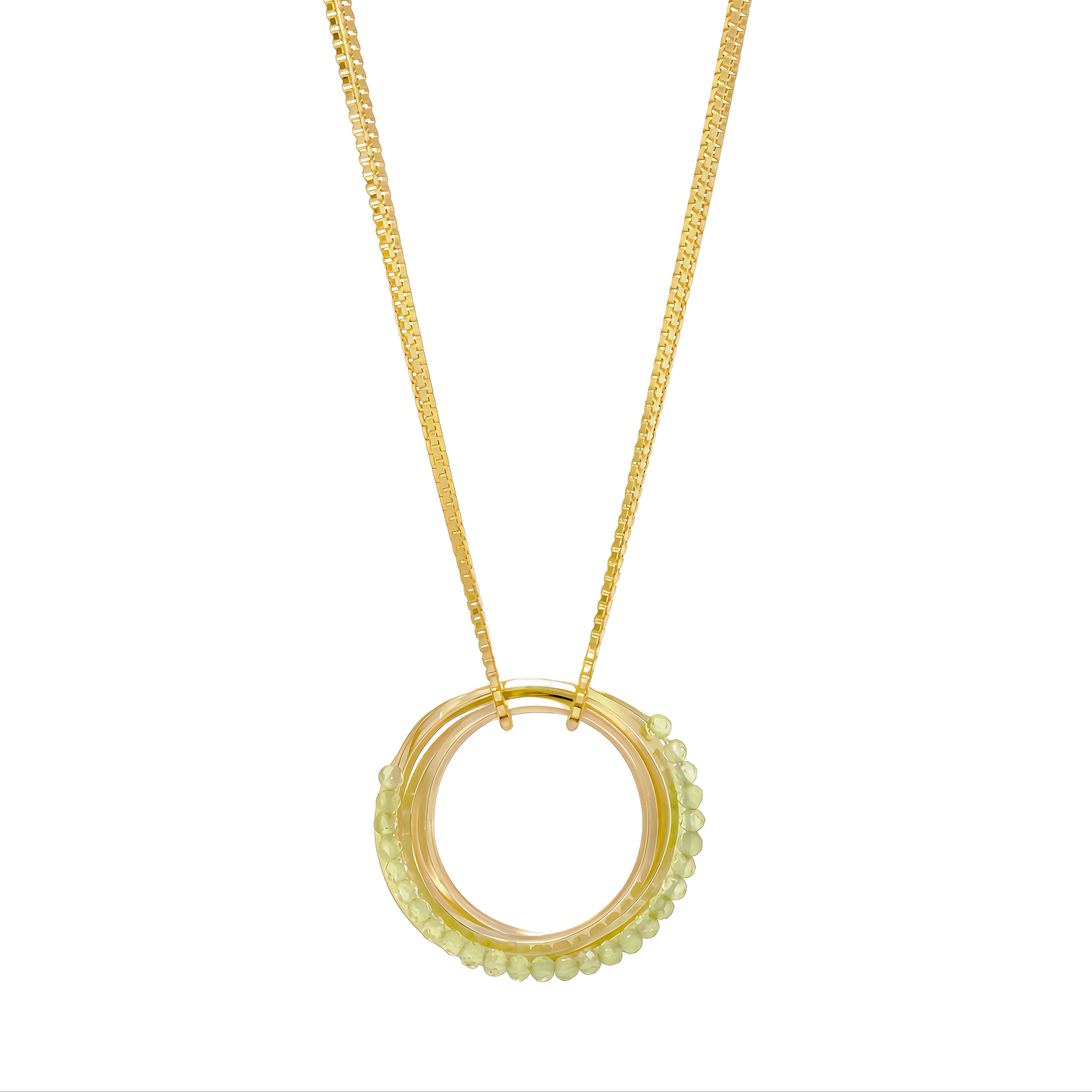 Mia Multi Hoops Pendant Necklace - Peridot