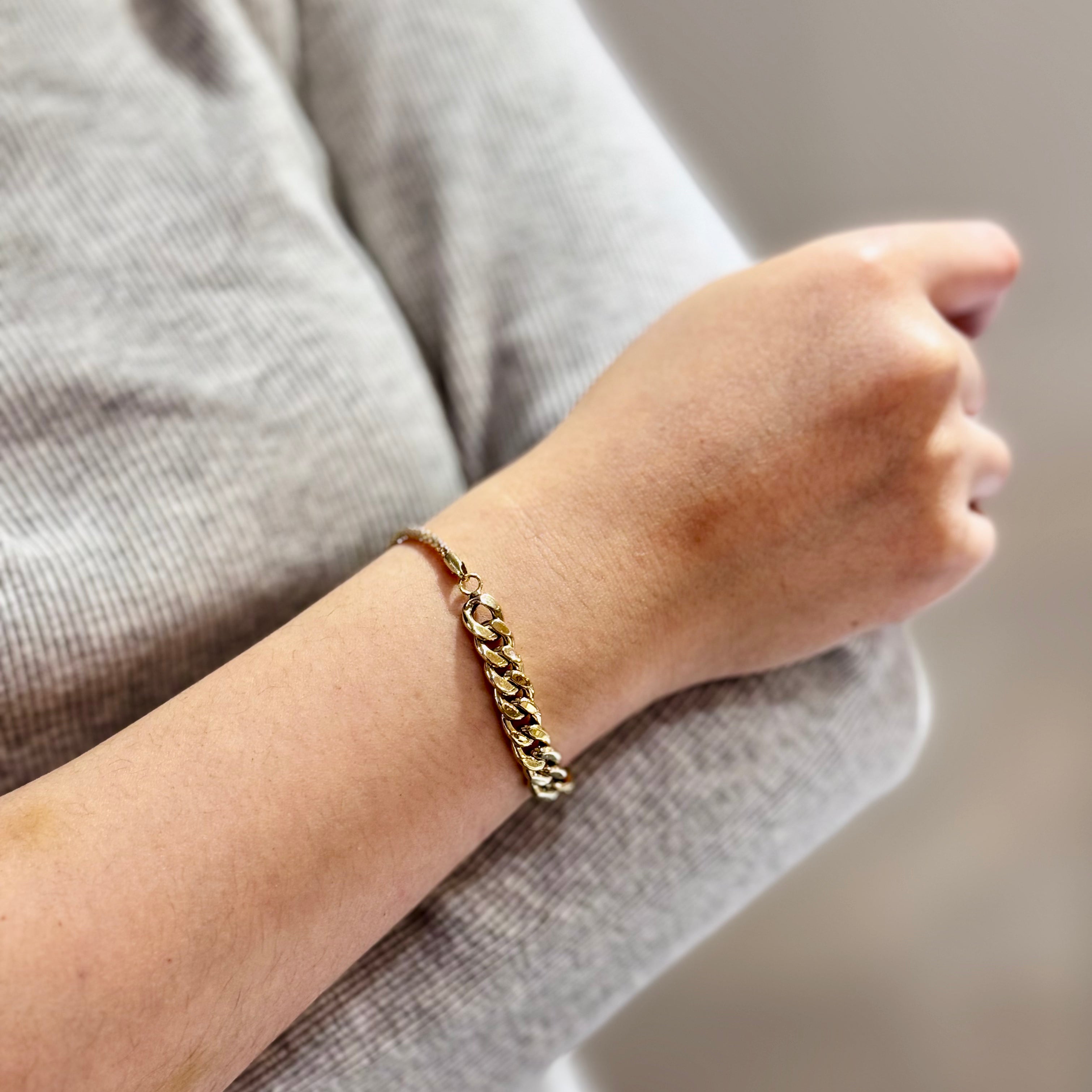 Cuban Mixed Chain Bracelet In 14k