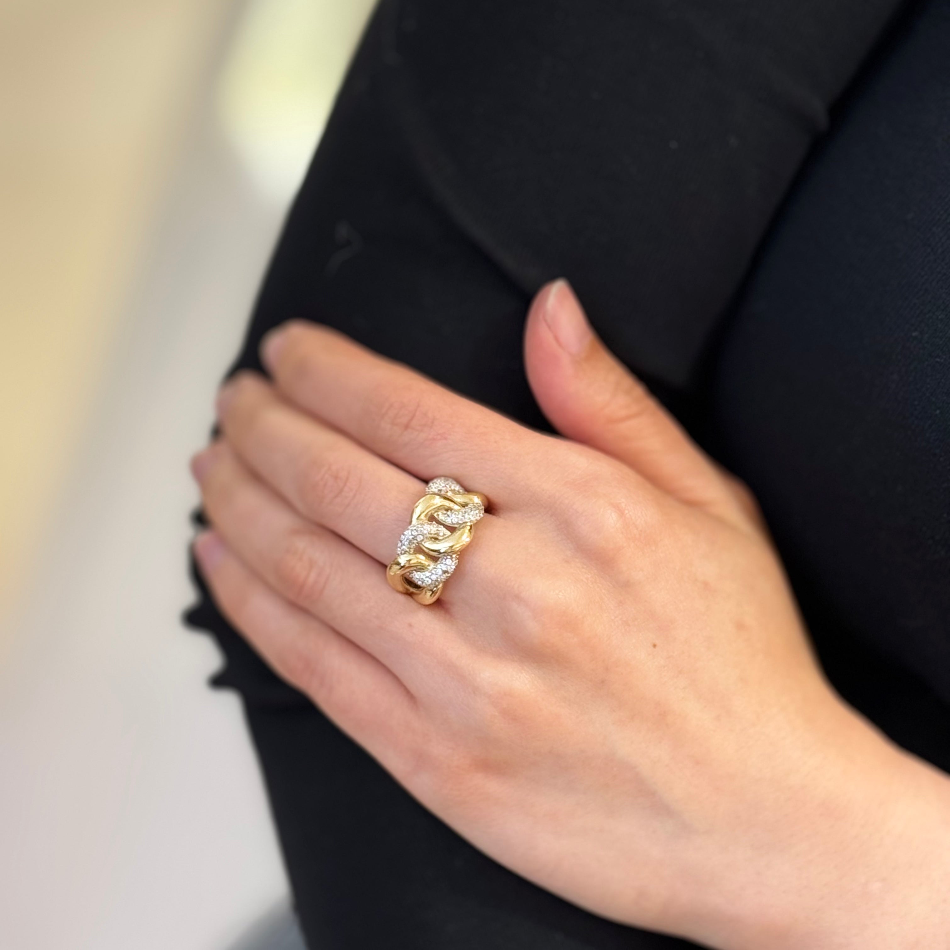 CZ Cuban Bold Ring 14k