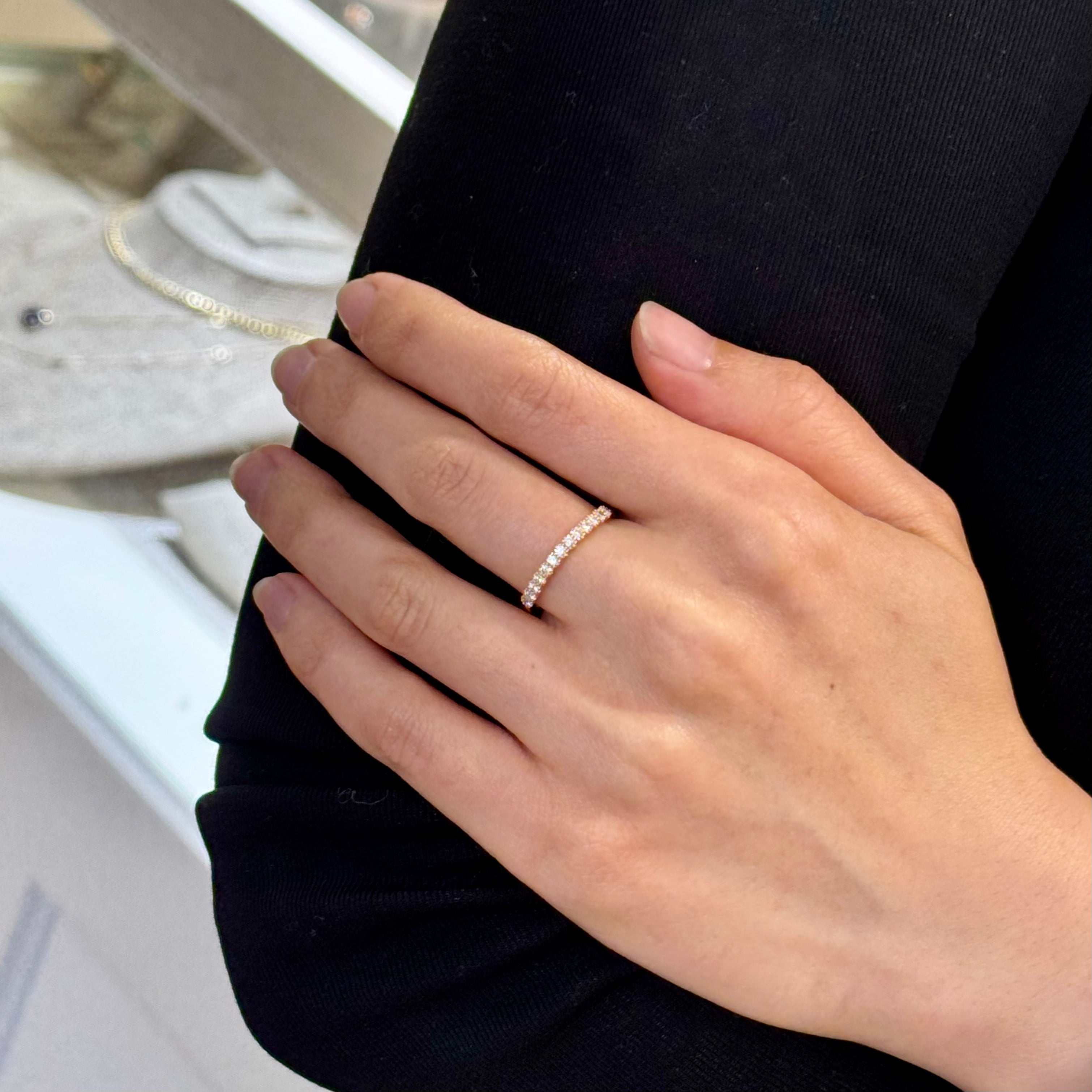 Tennis Natural Diamond Ring In 14K Rose Gold