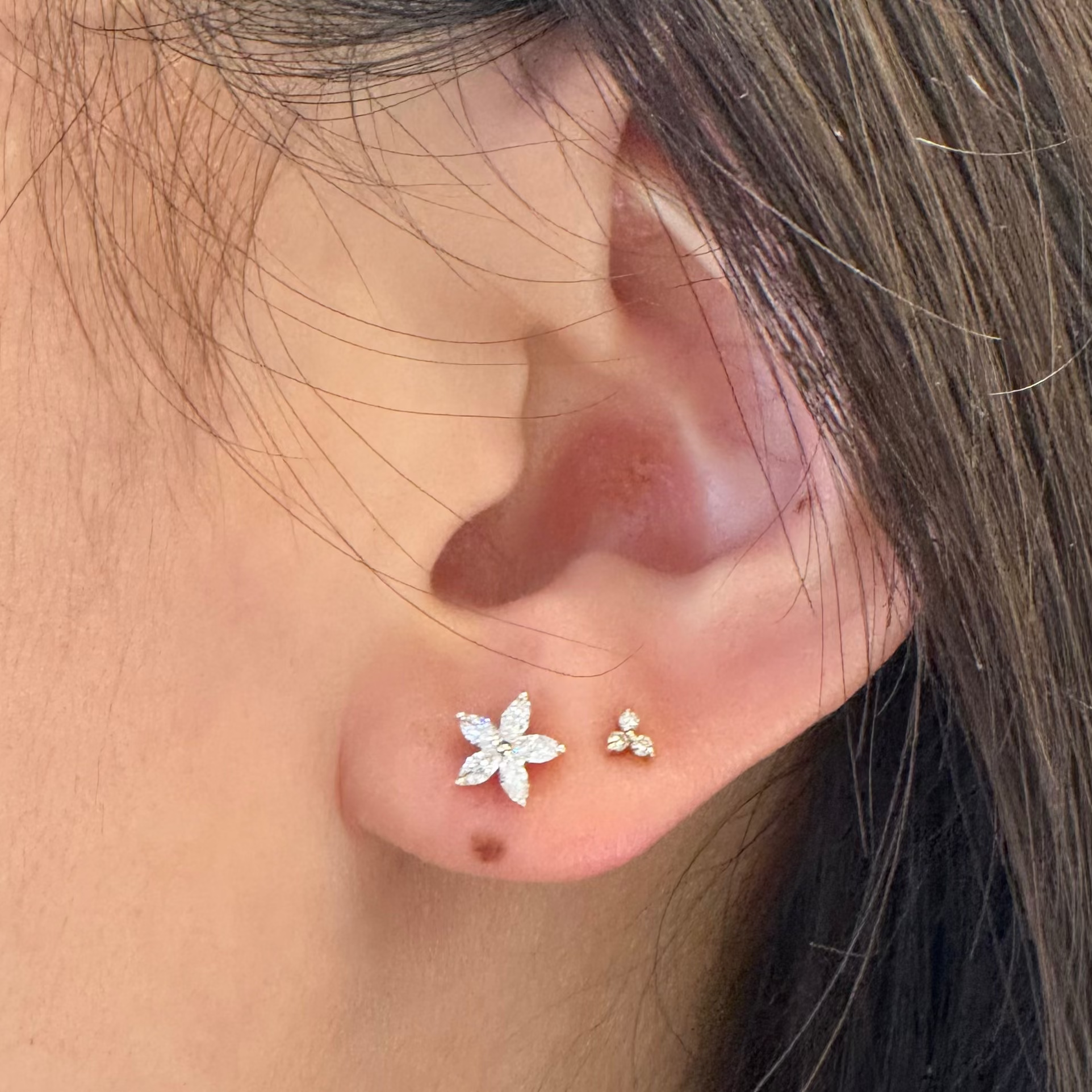 Lab-grown Diamond Flower Studs In 14k