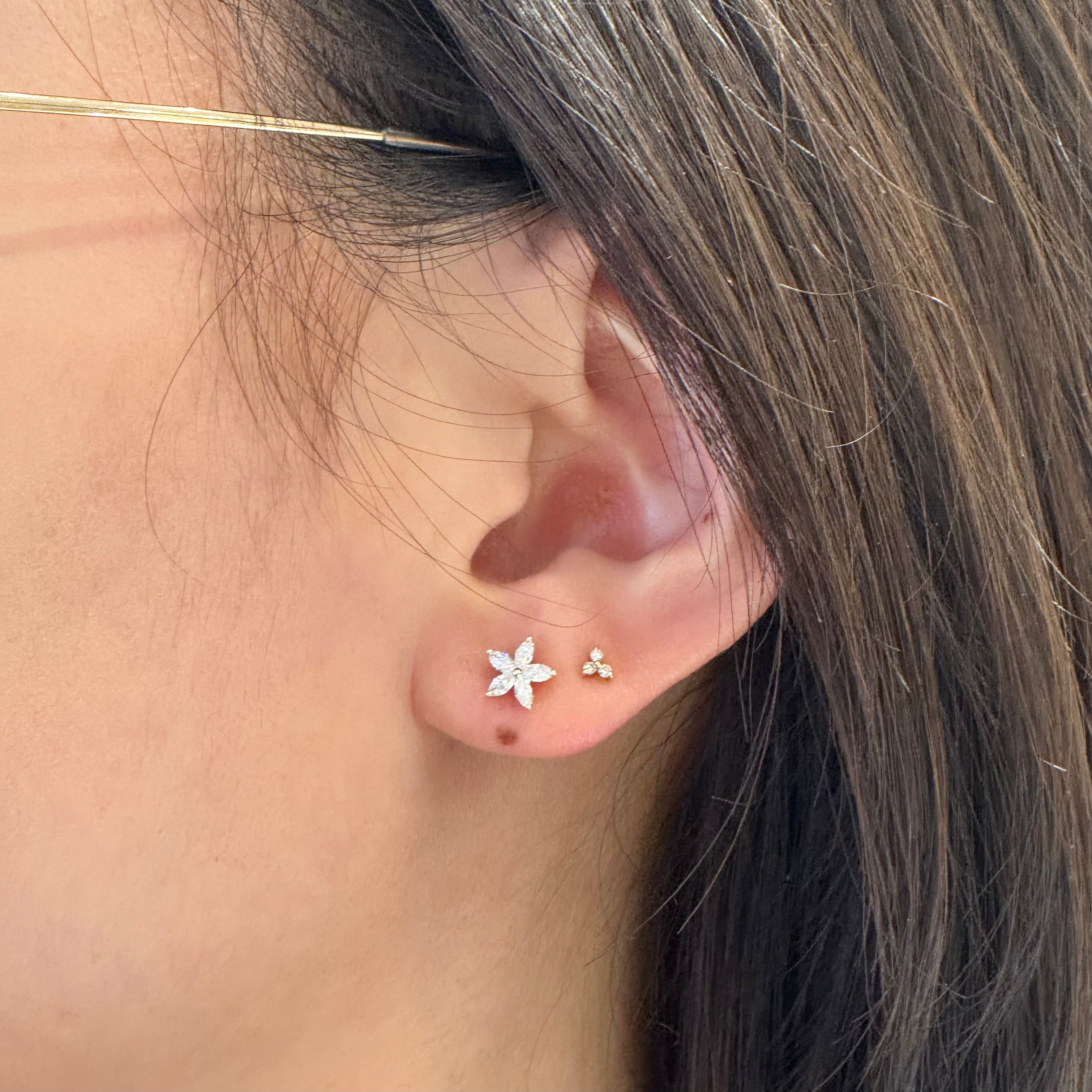 Lab-grown Diamond Flower Studs In 14k