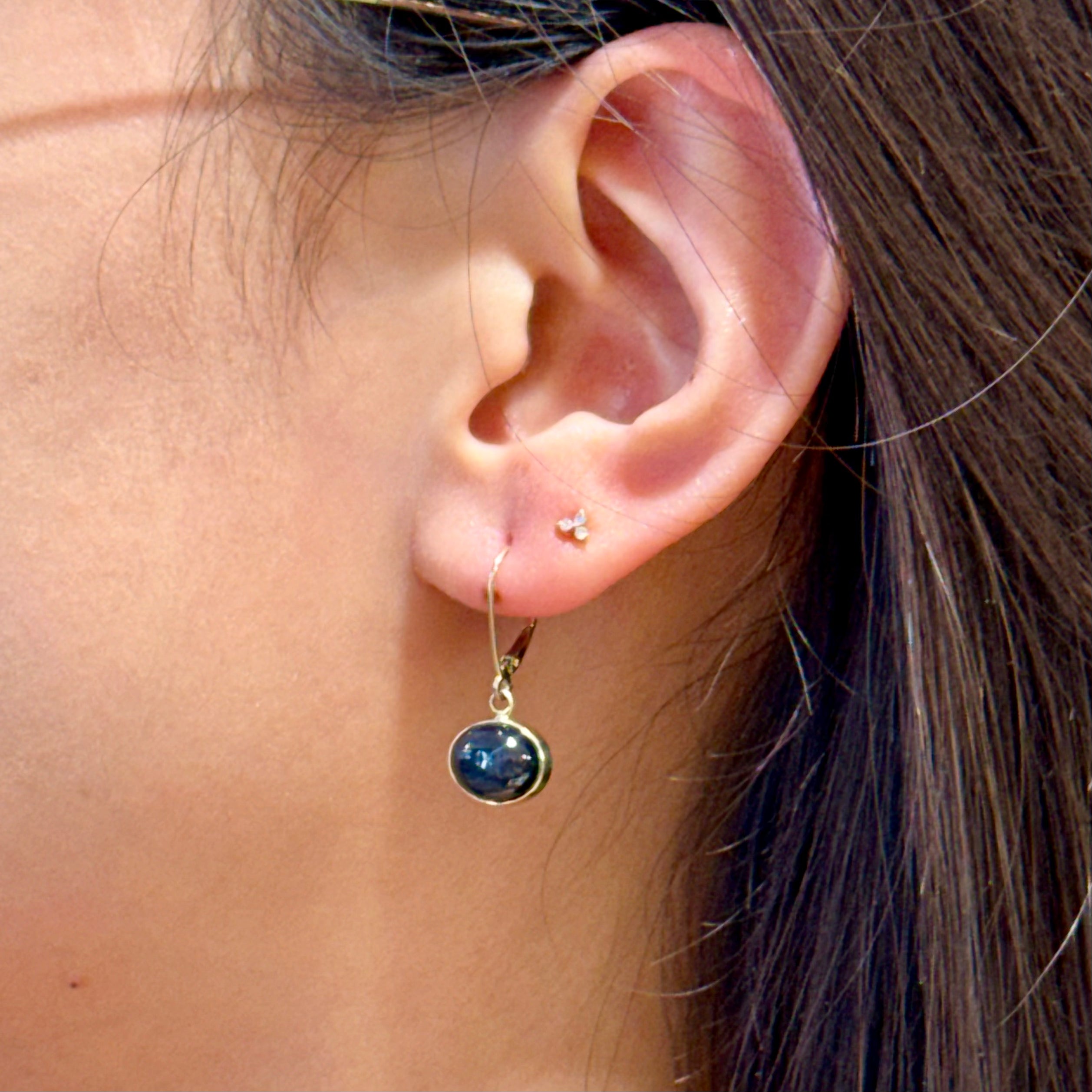 Star Sapphire Lever Back Earrings