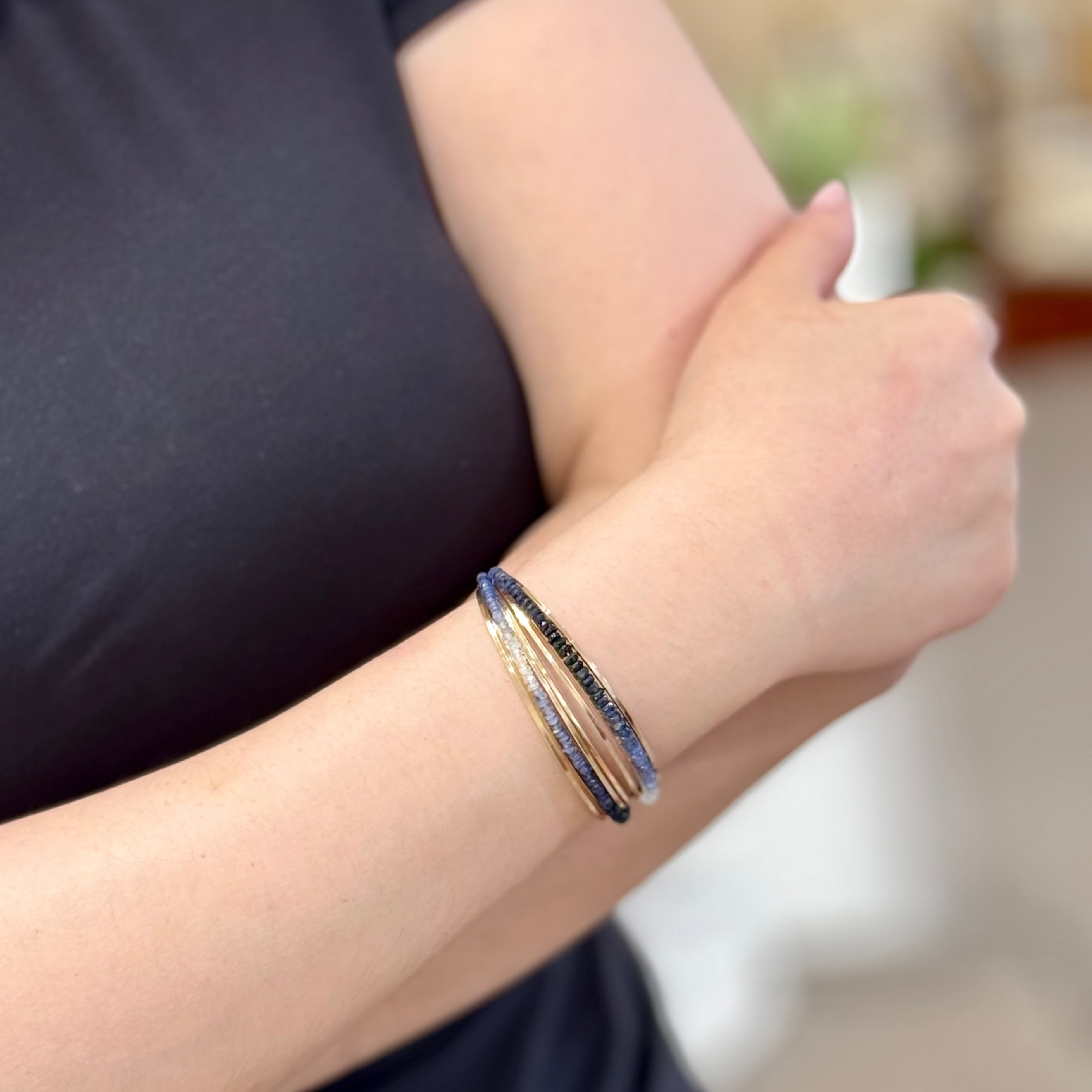 Mia Multi Hoops Open End Bracelet - Sapphire