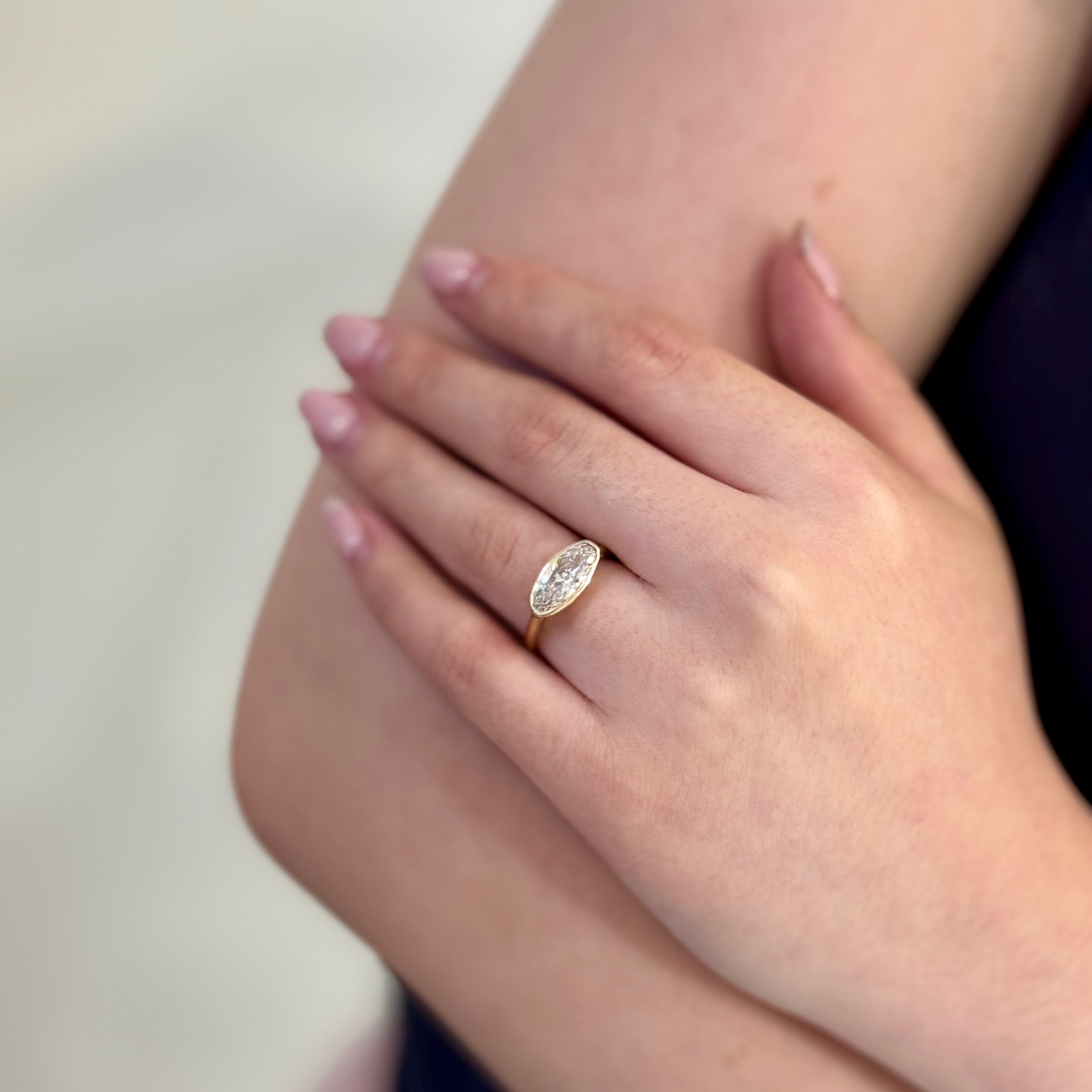 Elongated Certified Lab-grown Diamond Ring In 14K
