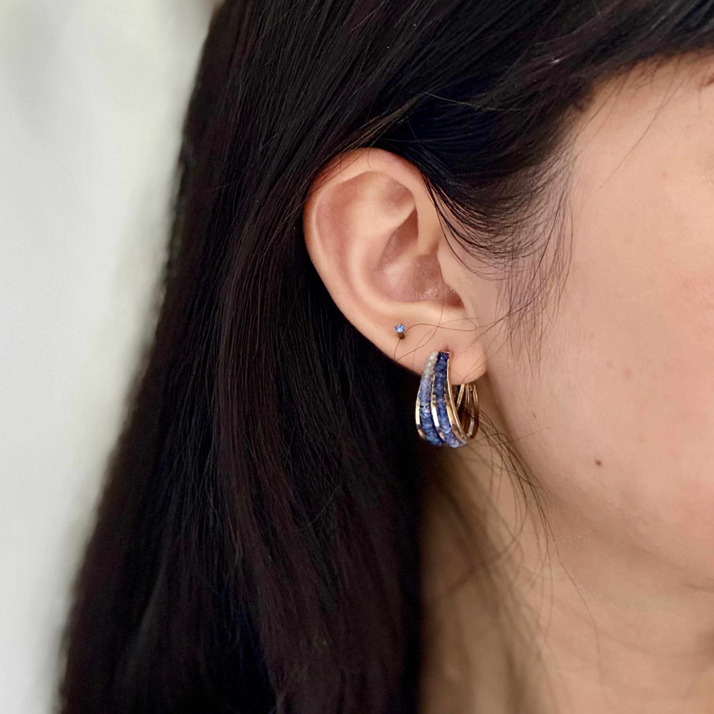 Mia Gem Multi Hoops Earring - Sapphire