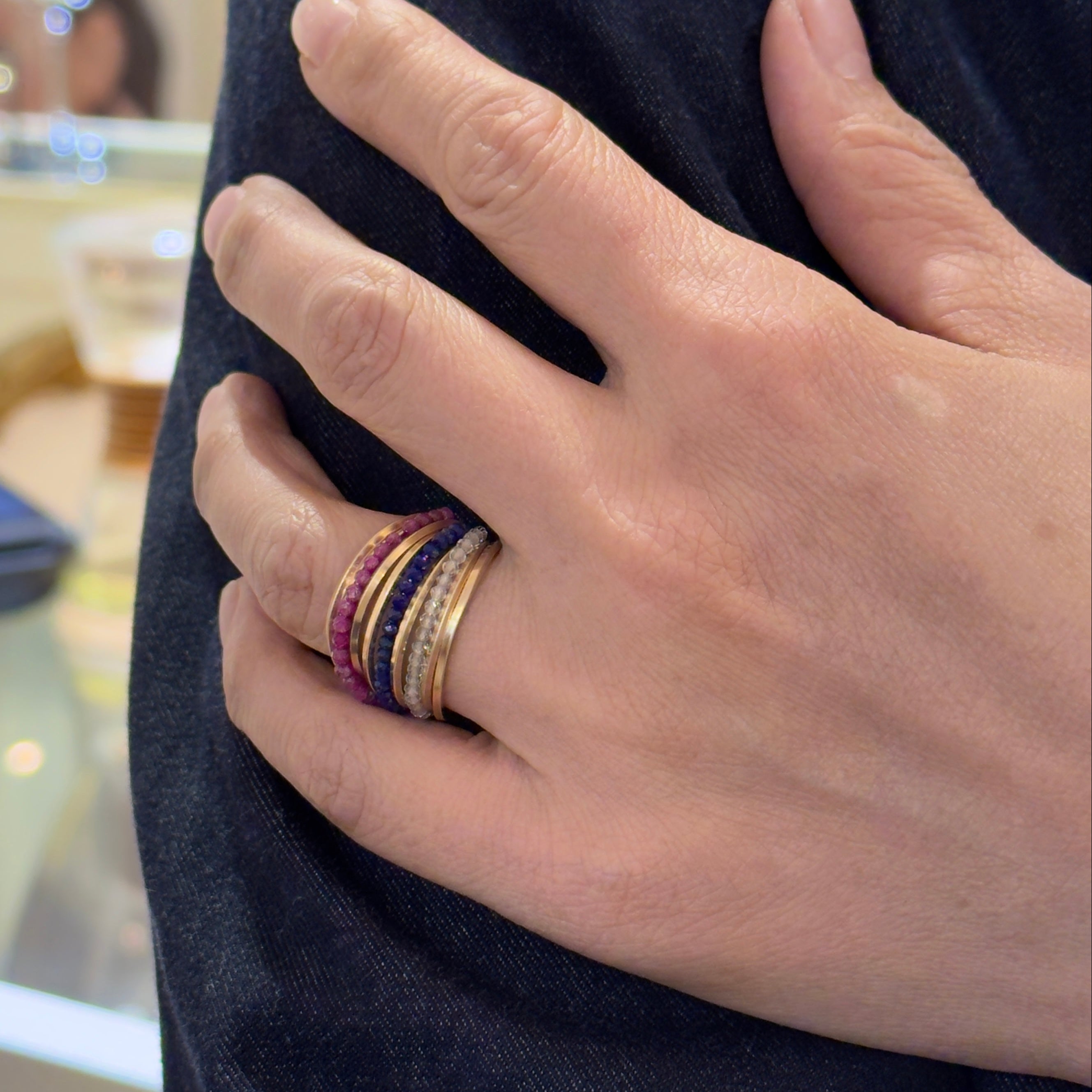 Mia America Multi Hoops Gem Ring