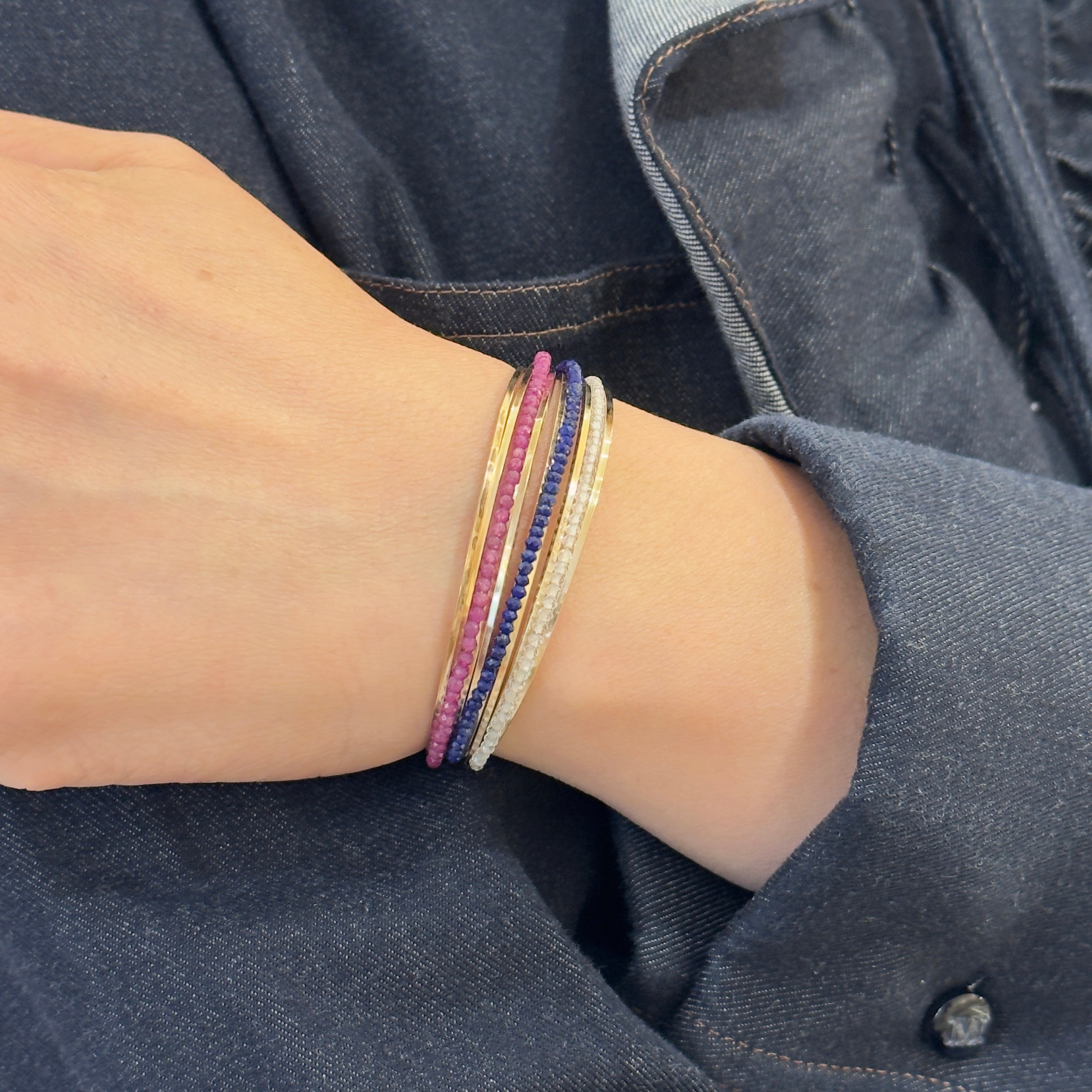 Mia America Multi Hoops Open End Bracelet