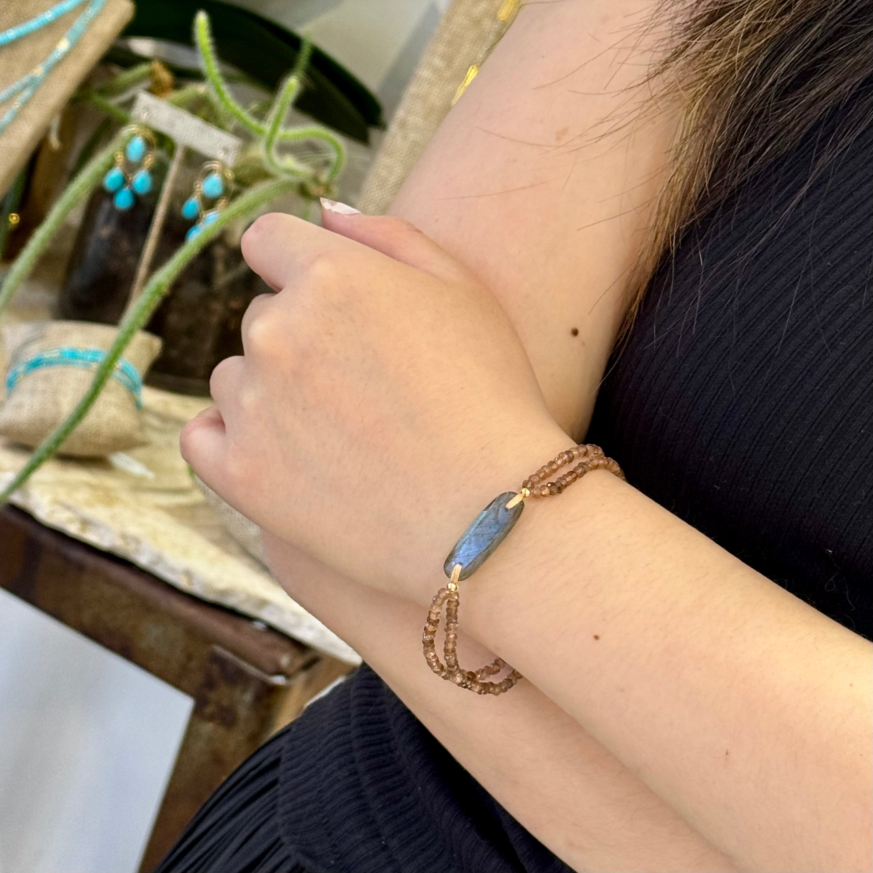 Bonnie Labradorite Slab Double Strands Bracelet