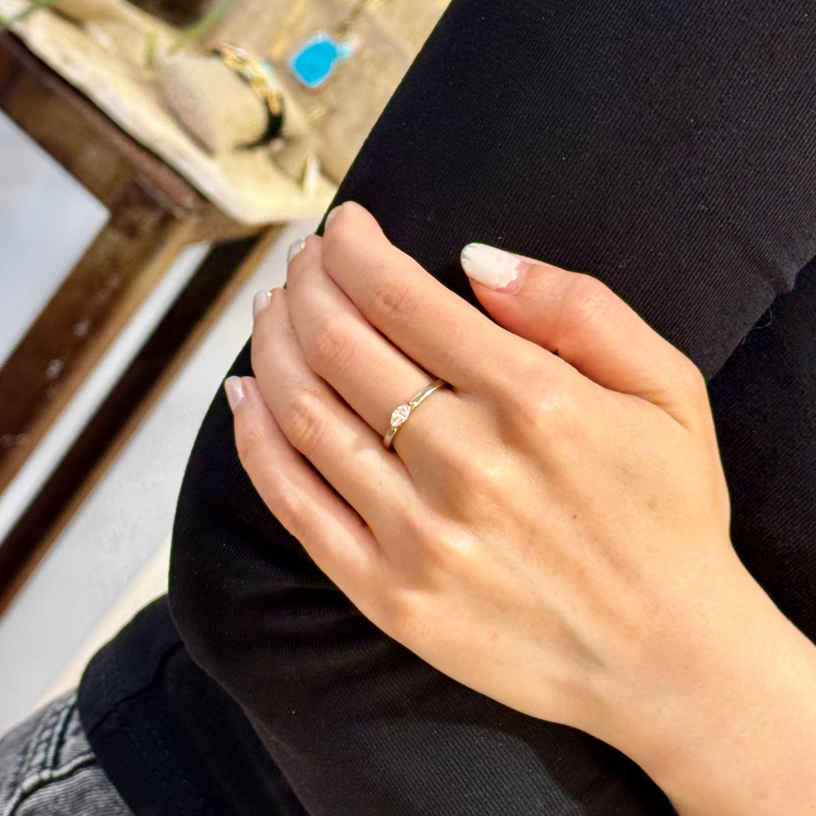 Lab-grown Marquise Diamond White Gold Ring In 14k