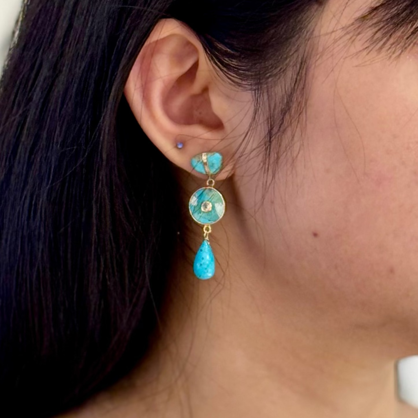 Trio Turquoise Drop Post Earrings