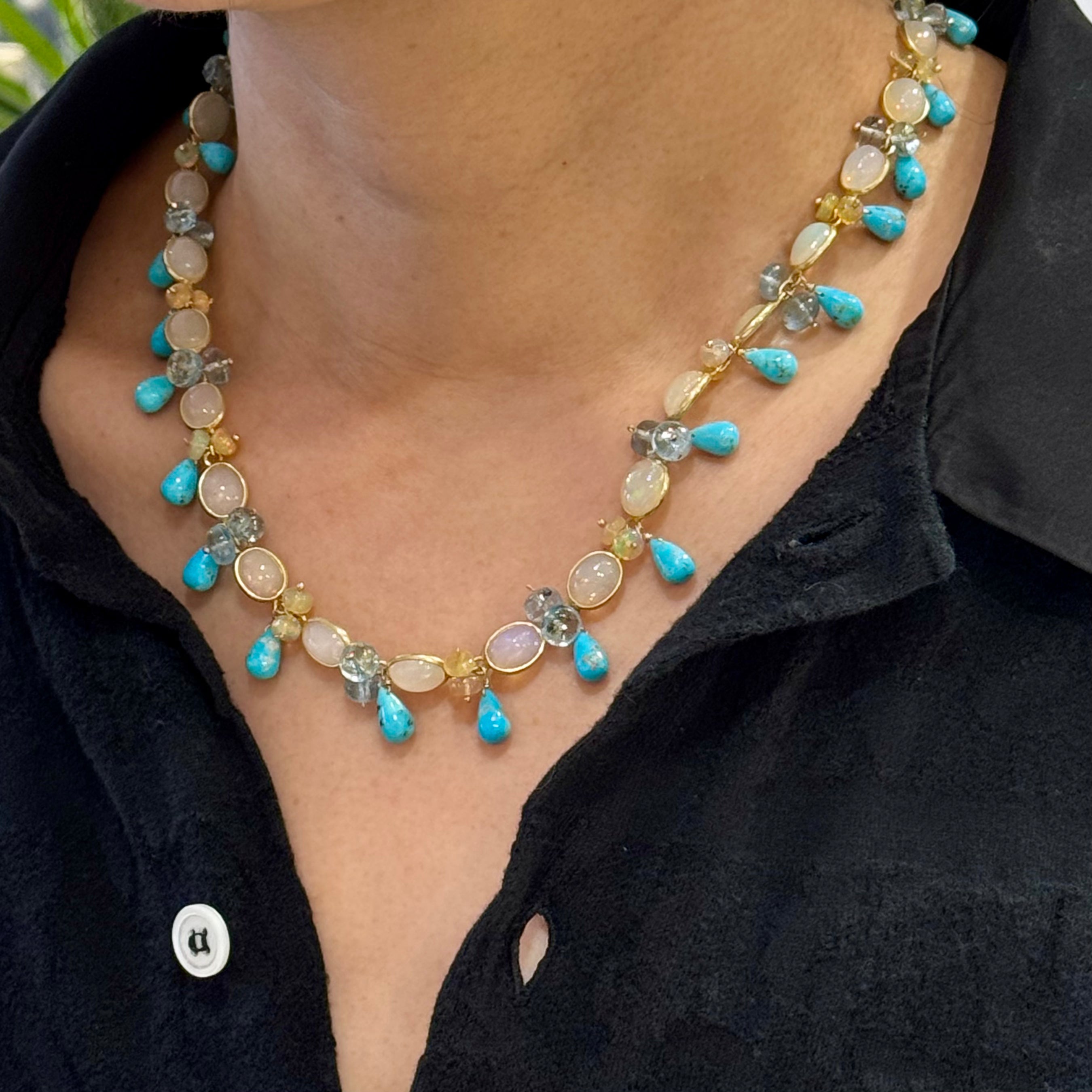 Lucy Turquoise Over The Moon Cluster Necklace