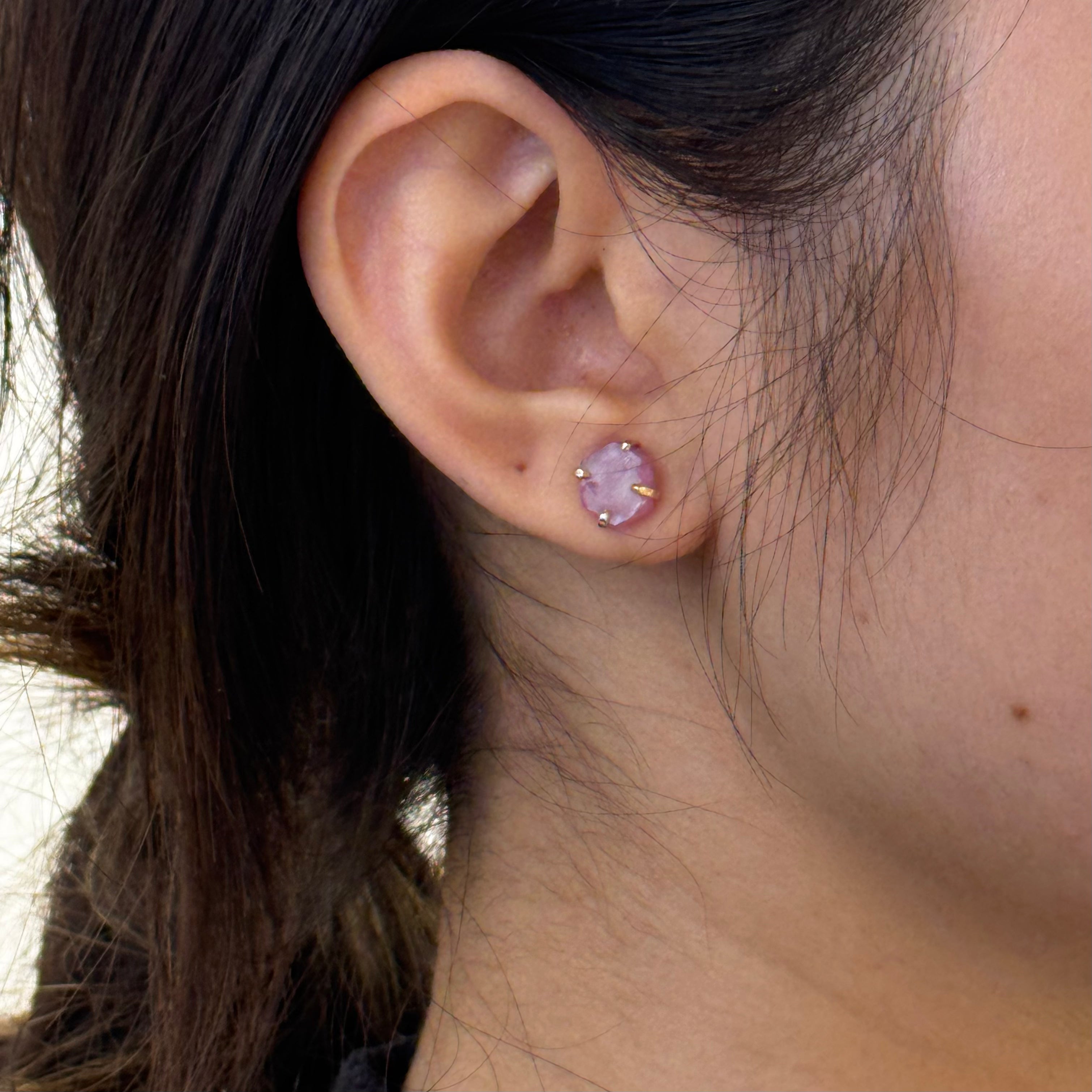 Pink Slice Sapphire Studs