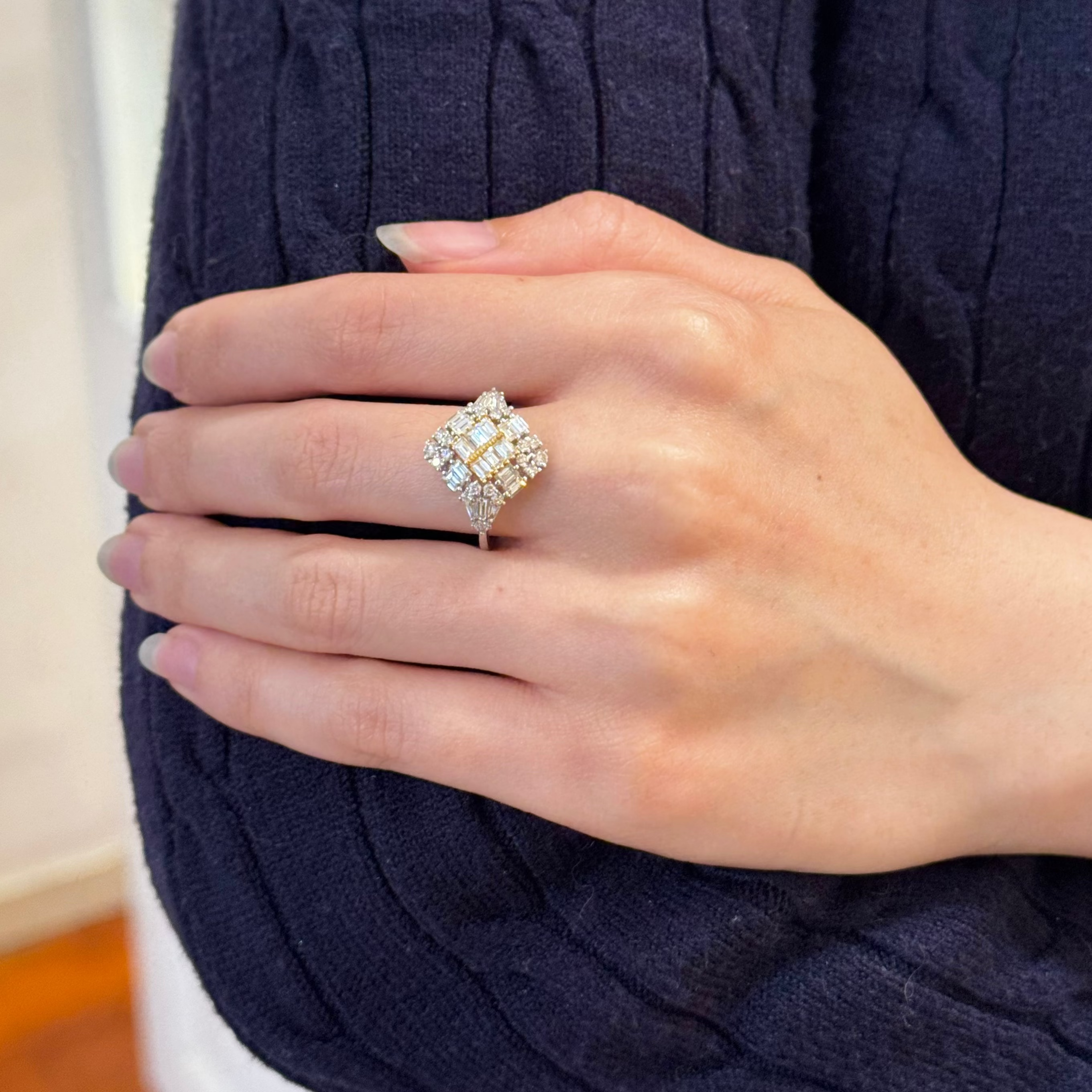 Mosaic Natural Diamond Mix Gold Ring 18k