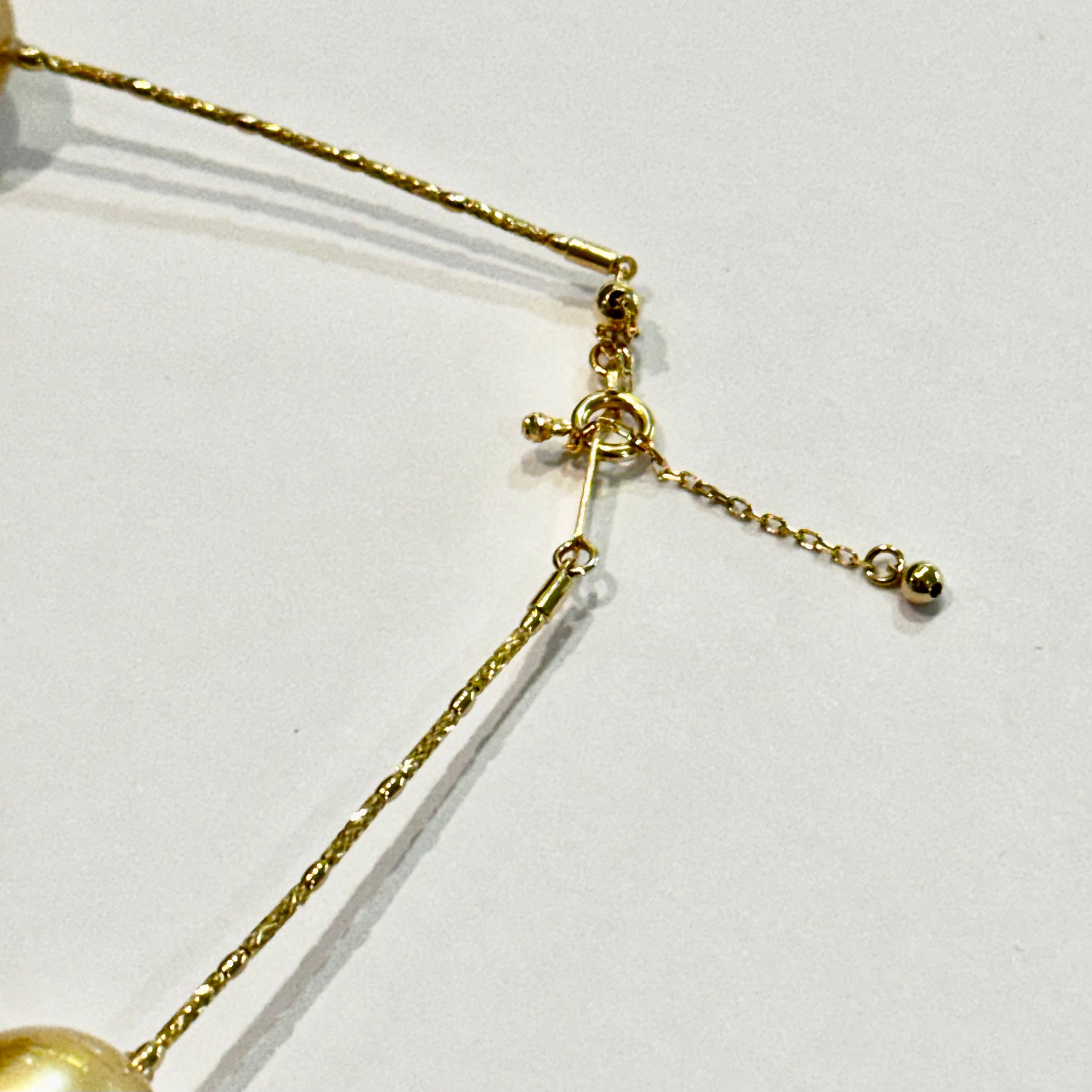Yellow South Sea Pearl Station Gold Necklace 18k
