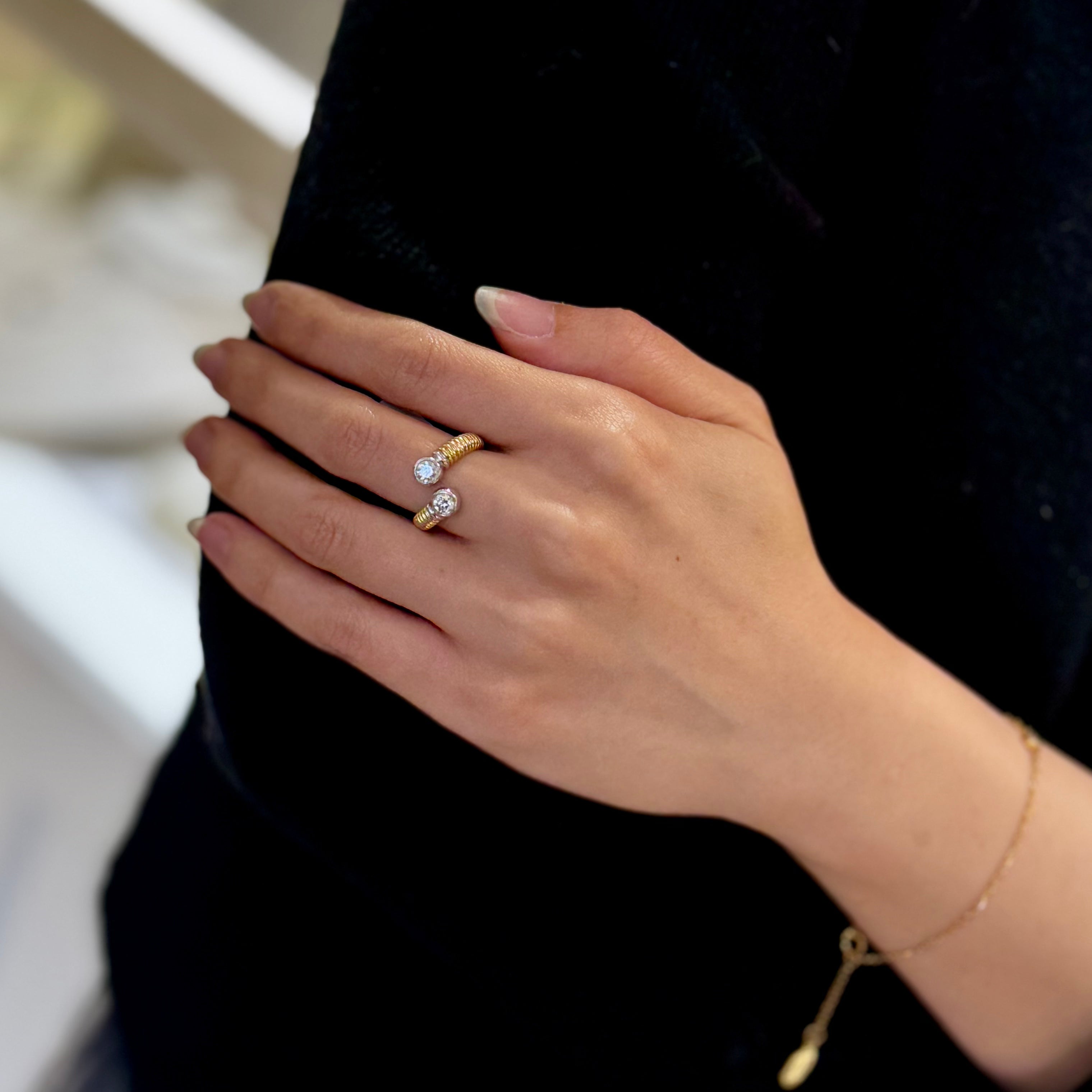 Open Diamond Bypass  Ring In 18K