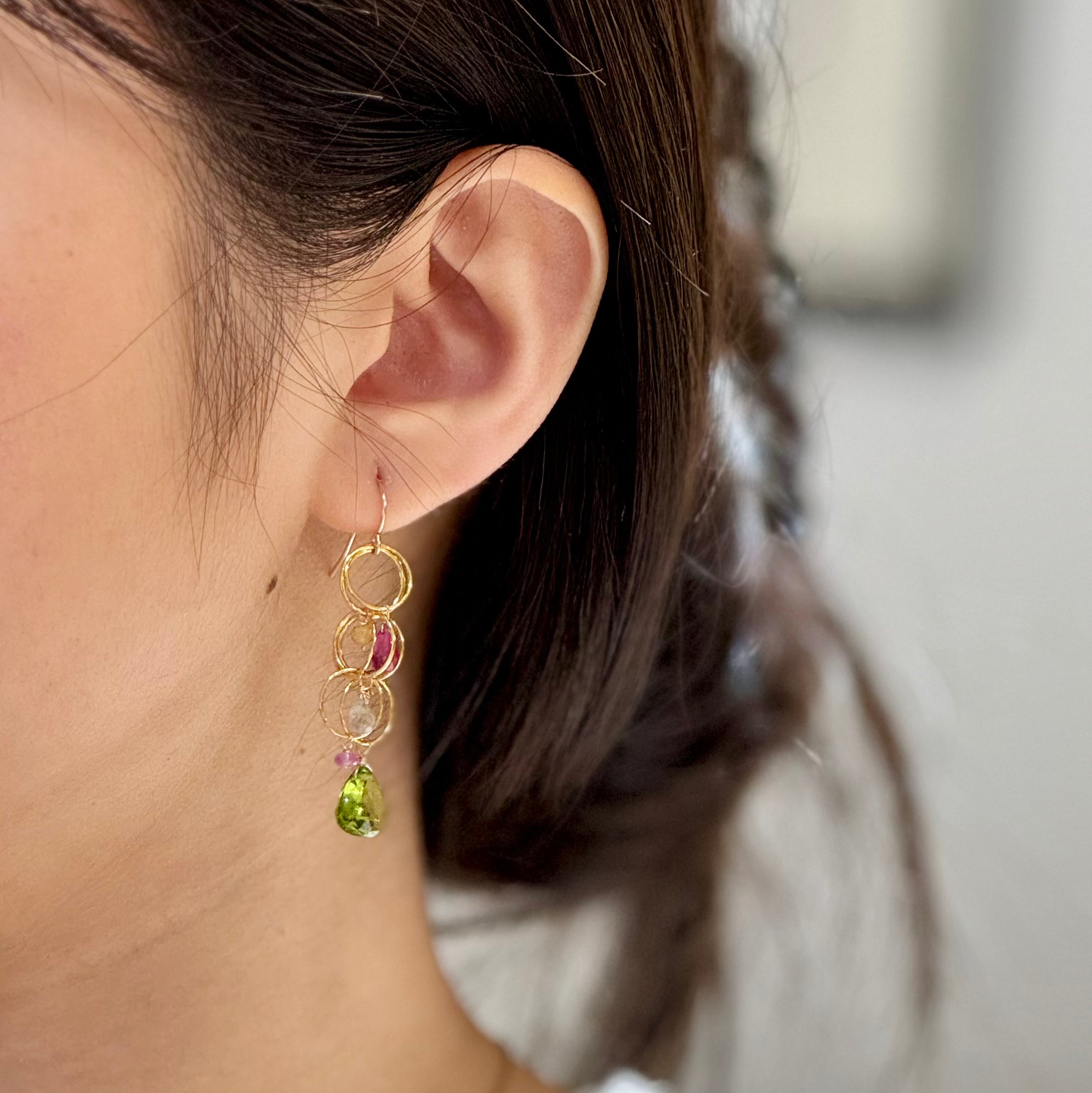 Tranquility Earrings - Peridot Multicolor Sapphire