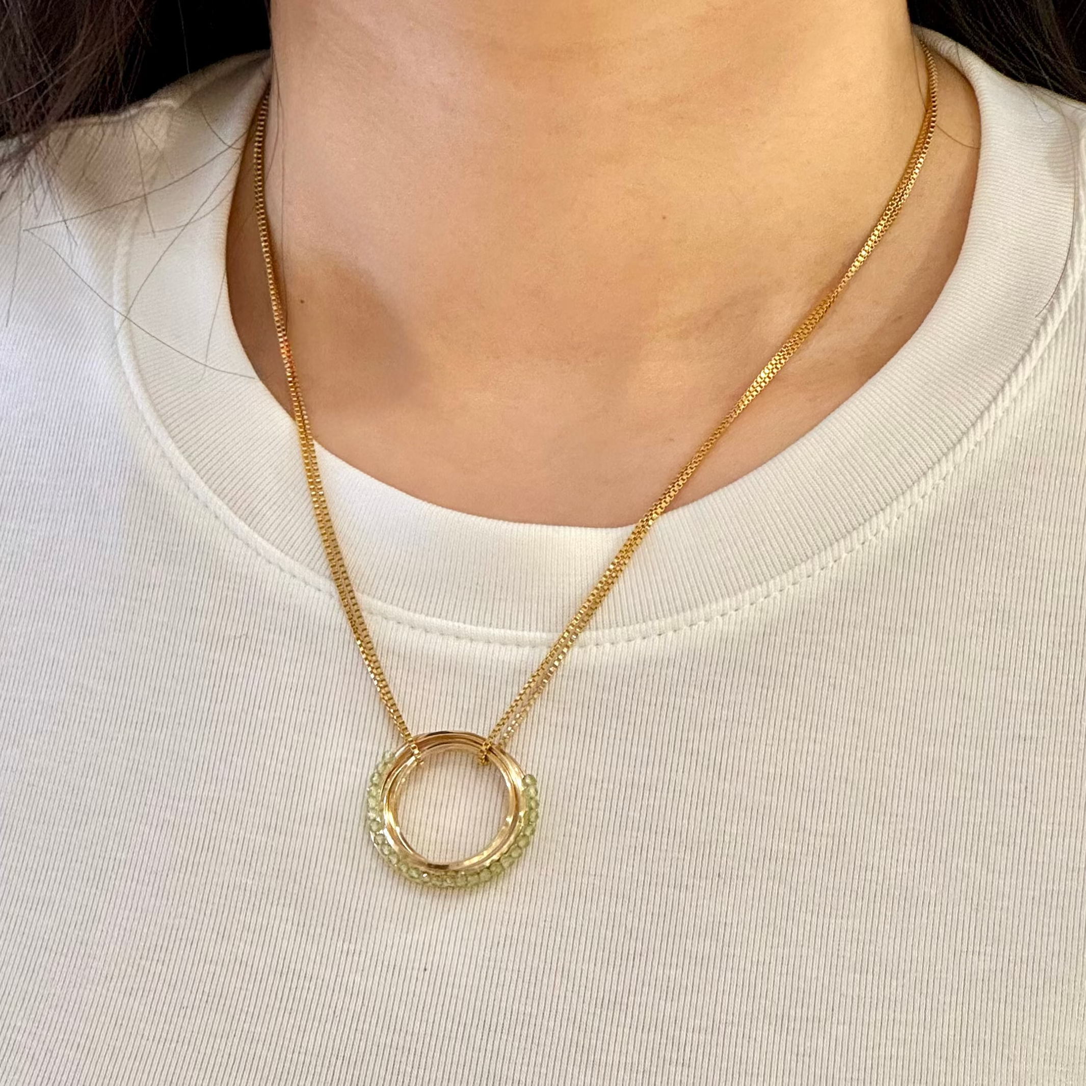 Mia Multi Hoops Pendant Necklace - Peridot