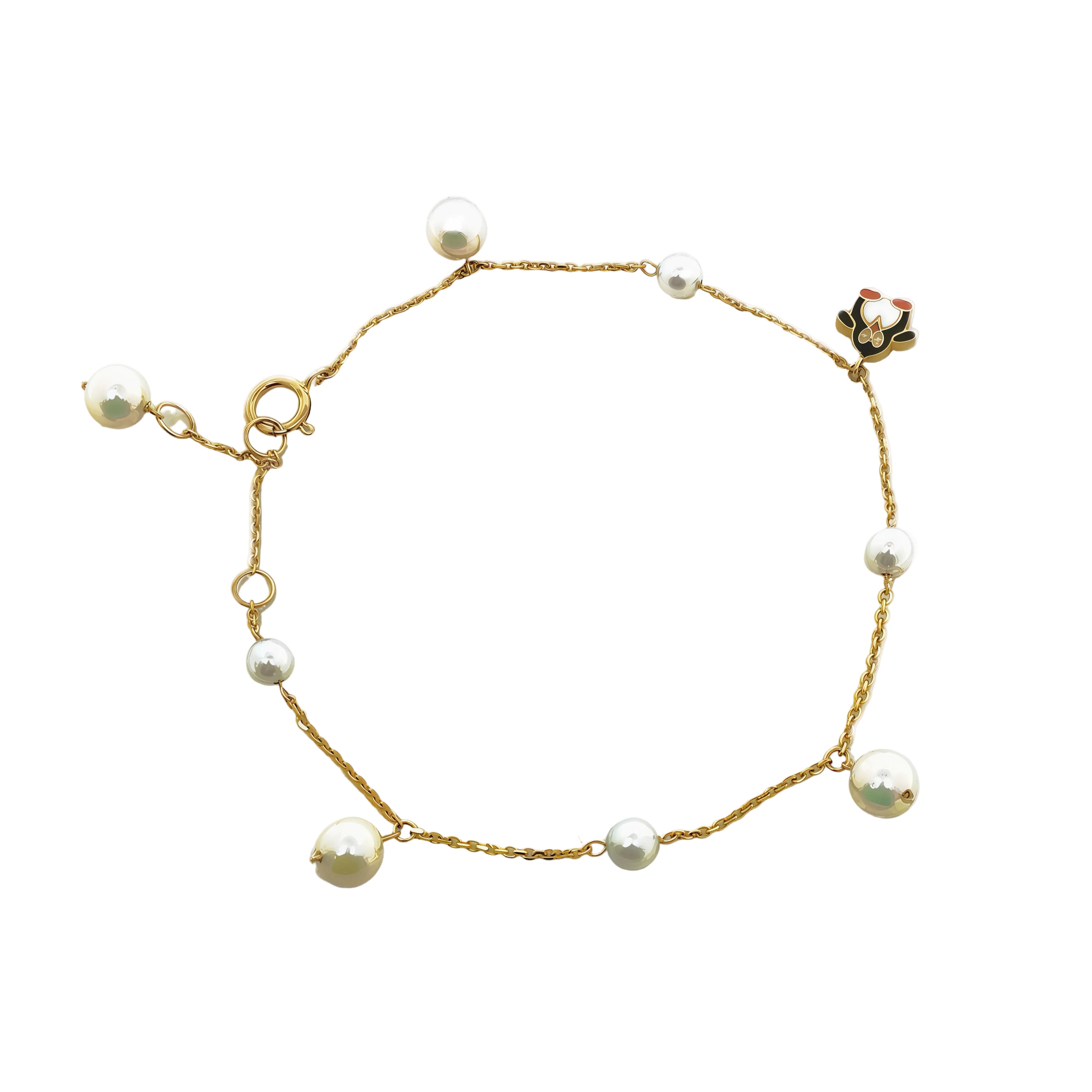 Pearly Penguin Charm Bracelet in 14k