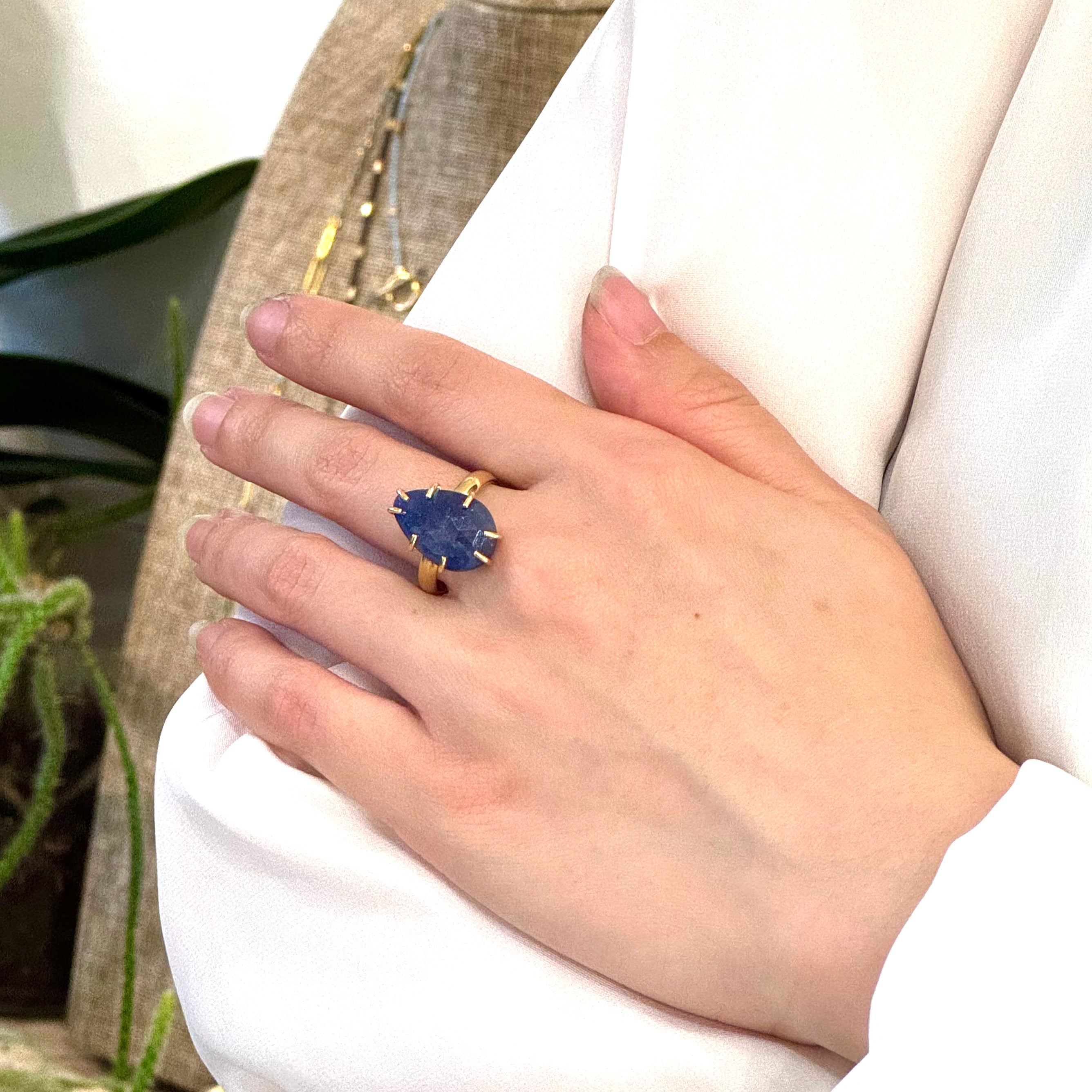 Grande Off shaped Gem Vermeil Gold Ring