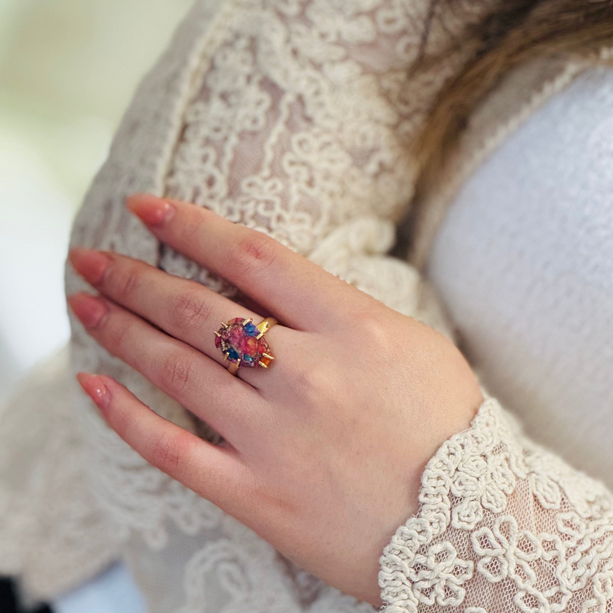 Grande Off-shaped Gem Vermeil Gold Ring