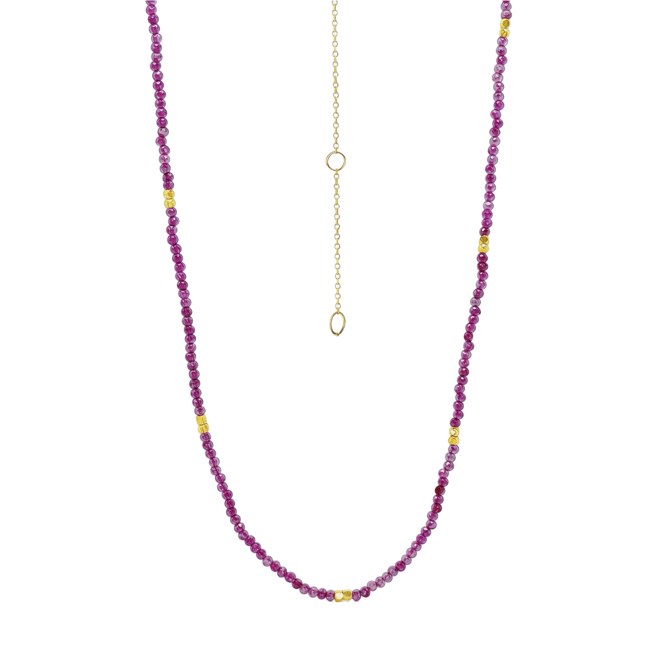 Little Ruby Gold Bead Necklace 18K