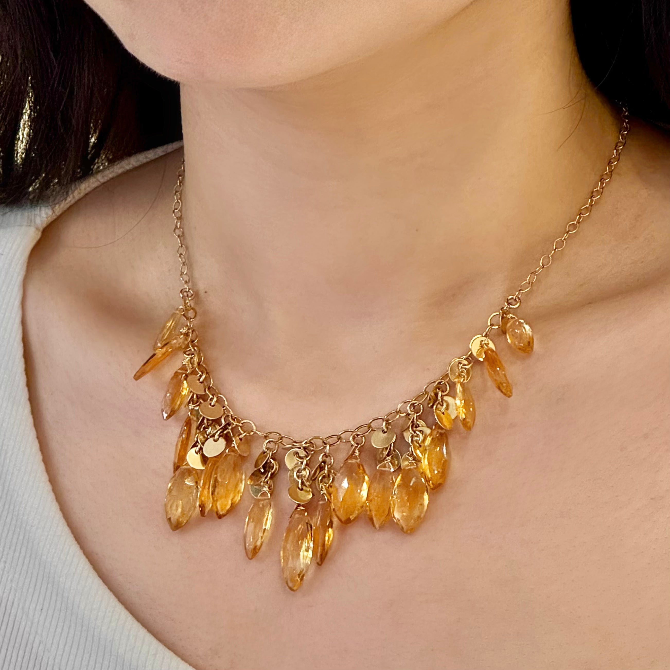 Joelle Citrine Leaf Necklace