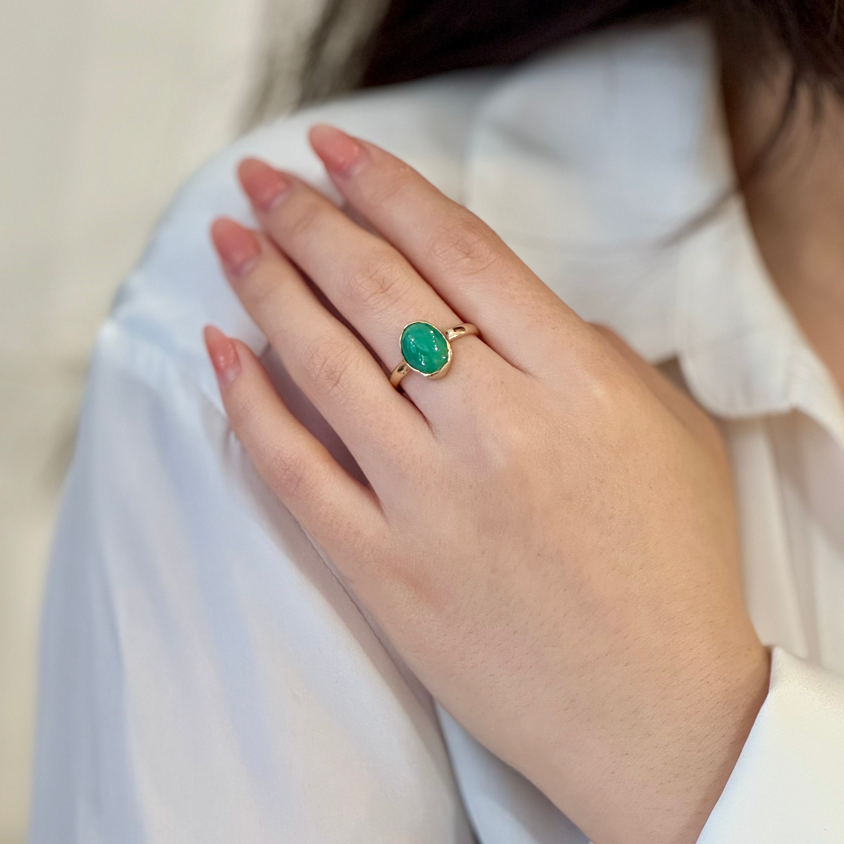 Natural Burmese Jade Ring 14K